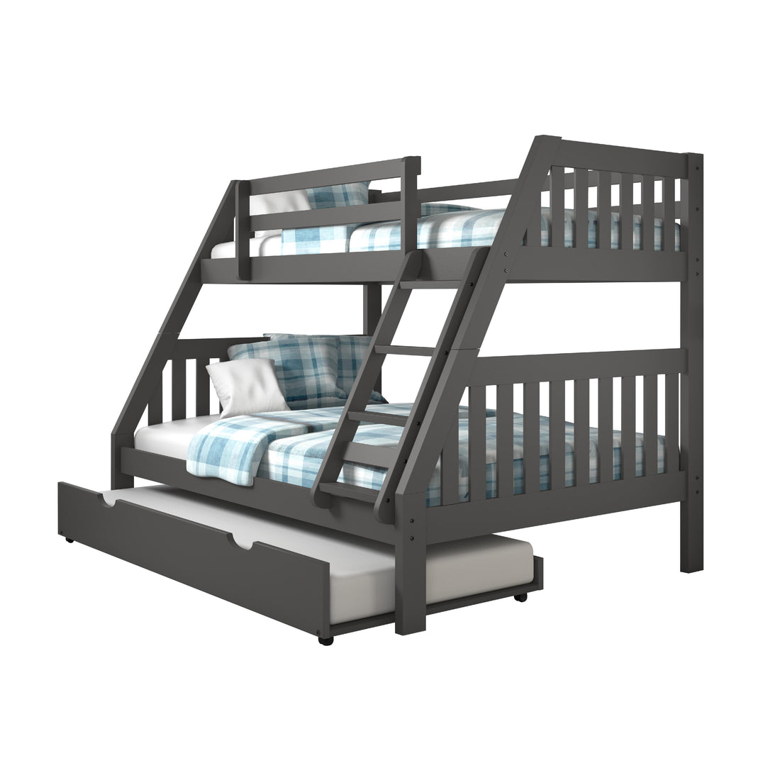  Donco Trading Company Austin Mission 1018-3TFW_503-W Twin over Full Bunkbed with Twin Trundle - White IMAGE 1