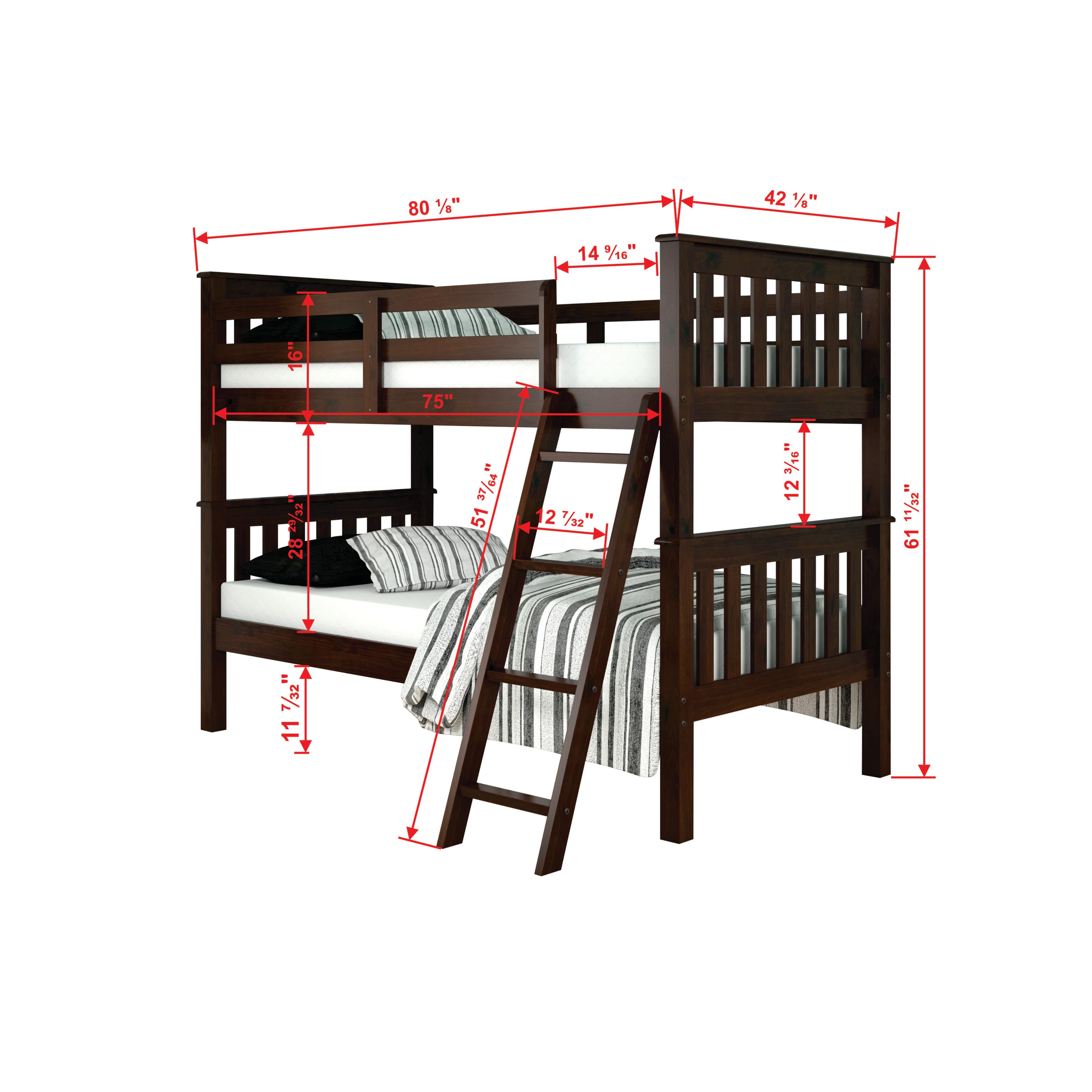  Donco Trading Company San Antonio Mission 120-1-TTCP_TT Twin over Twin Bunkbed with Slat Kit - Dark Cappuccino IMAGE 3