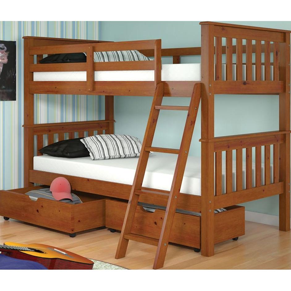  Donco Trading Company 120-1-TTE_505-E Twin/Twin Mission Bunk Bed with Drawers - Light Espresso IMAGE 1
