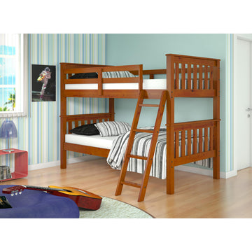  Donco Trading Company San Antonio Mission 120-1-TTE_TT Twin over Twin Bunkbed with Slat Kit - Light Espresso IMAGE 1