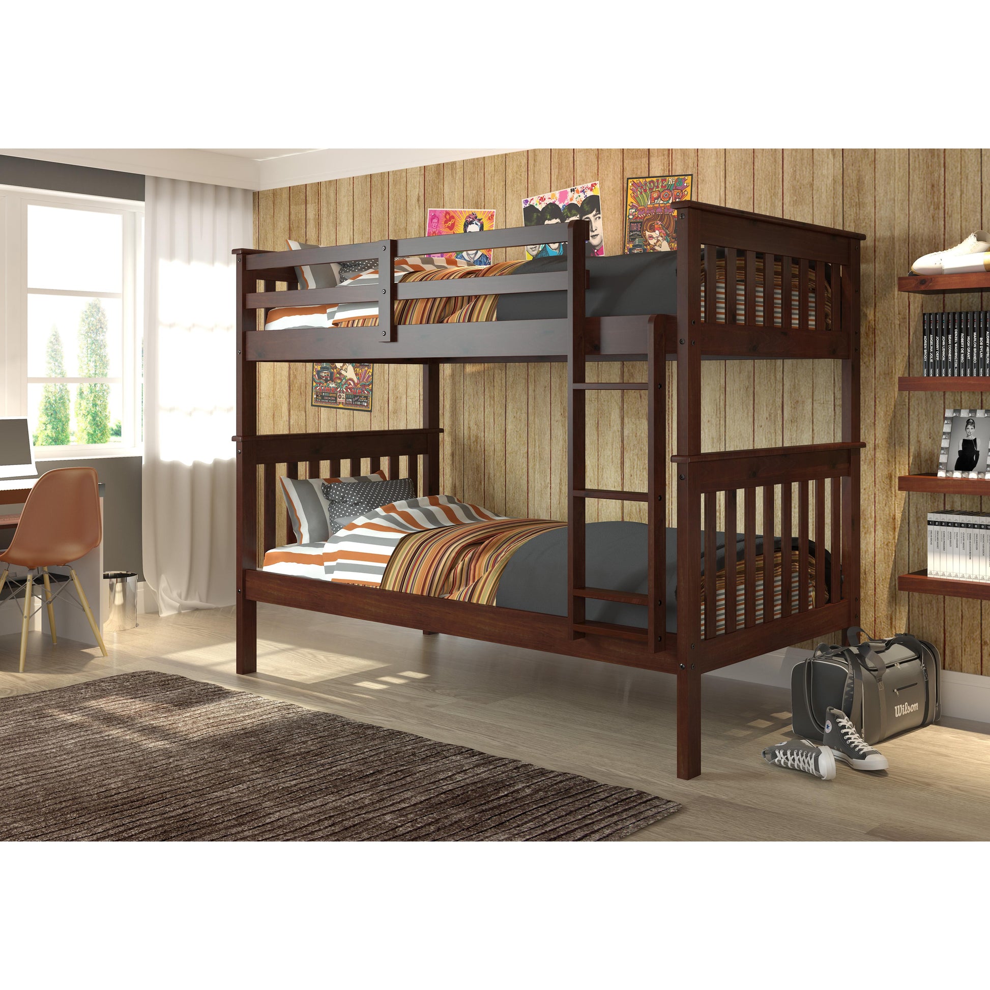  Donco Trading Company Savana Mission 120-3-TTCP Twin over Twin Bunkbed - Dark Cappuccino IMAGE 1