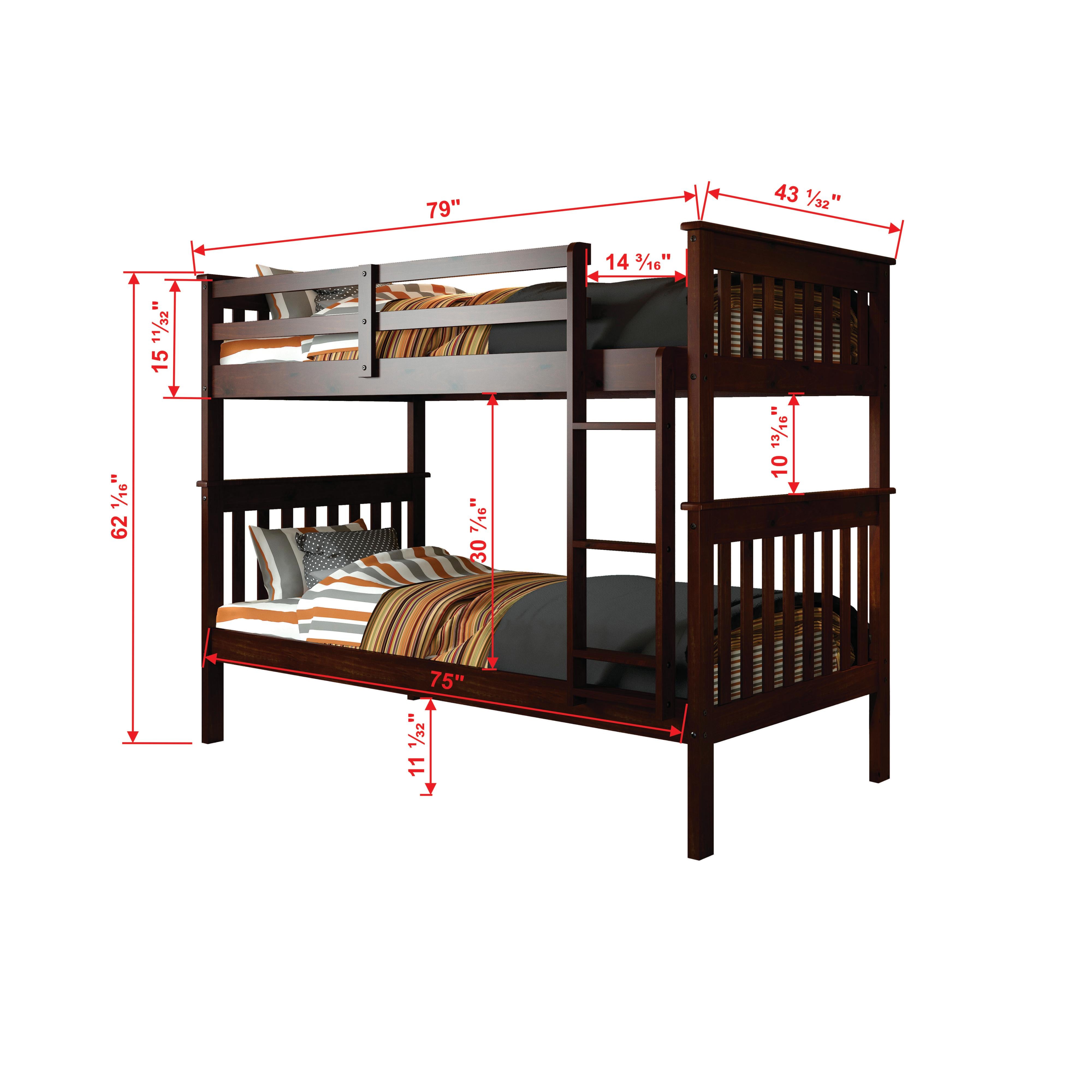  Donco Trading Company Savana Mission 120-3-TTCP Twin over Twin Bunkbed - Dark Cappuccino IMAGE 3