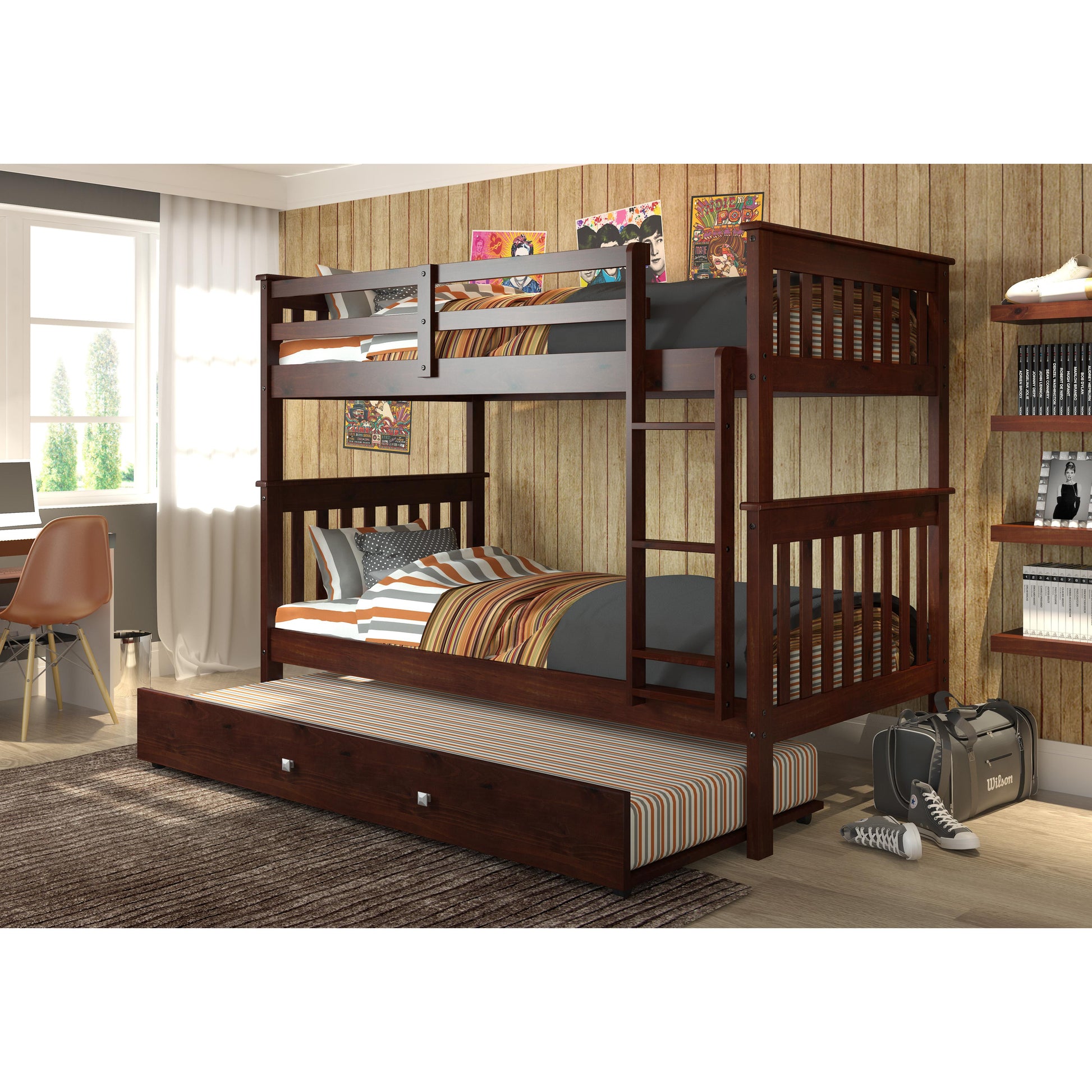  Donco Trading Company Savana Mission 120-3-TTCP_503-CP Twin over Twin Bunkbed with Twin Trundle - Dark Cappuccino IMAGE 1