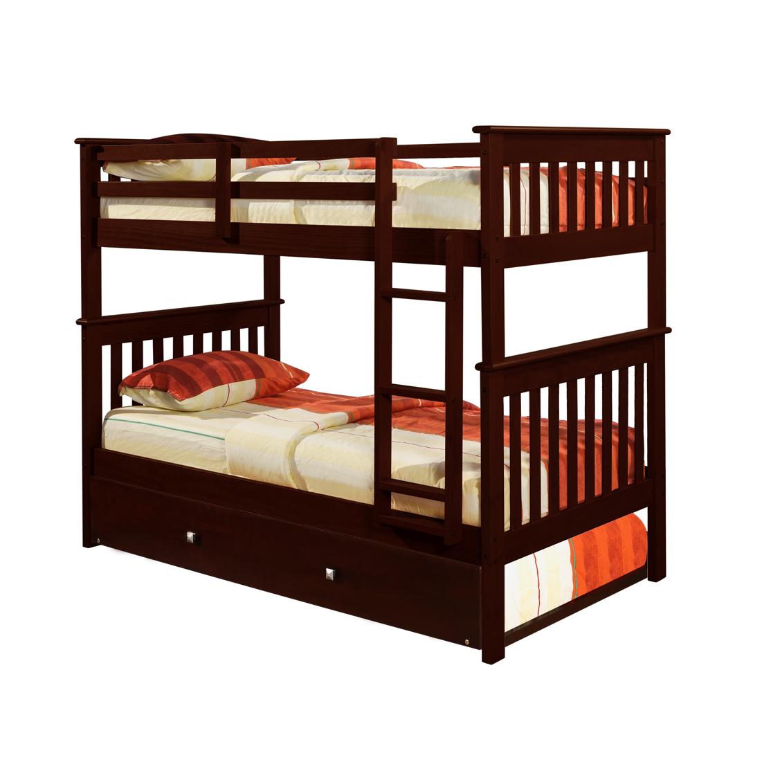  Donco Trading Company Savana Mission 120-3-TTCP_503-CP Twin over Twin Bunkbed with Twin Trundle - Dark Cappuccino IMAGE 2
