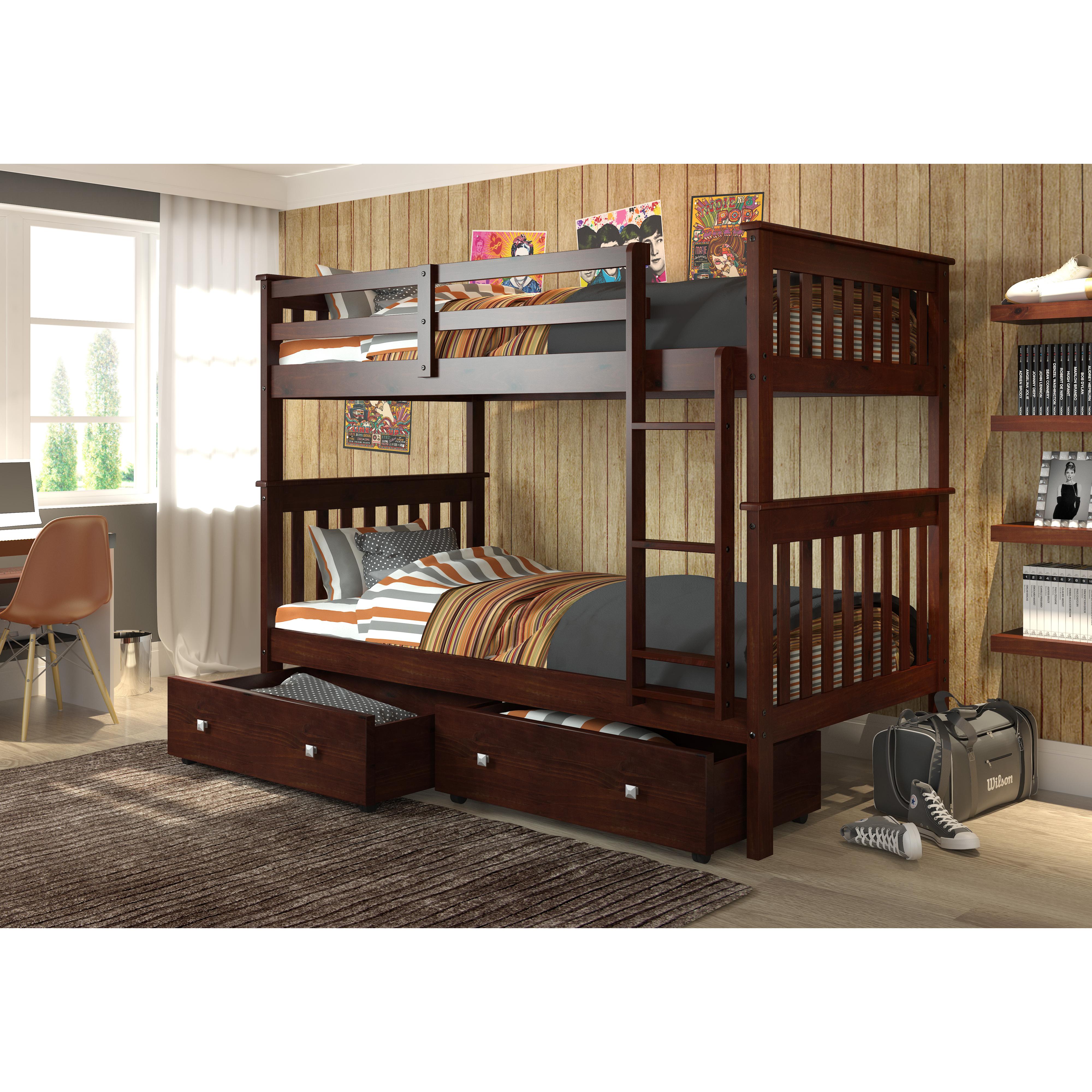  Donco Trading Company Savana Mission 120-3-TTCP_505-CP Twin over Twin Bunkbed with Drawers - Dark Cappuccino IMAGE 1
