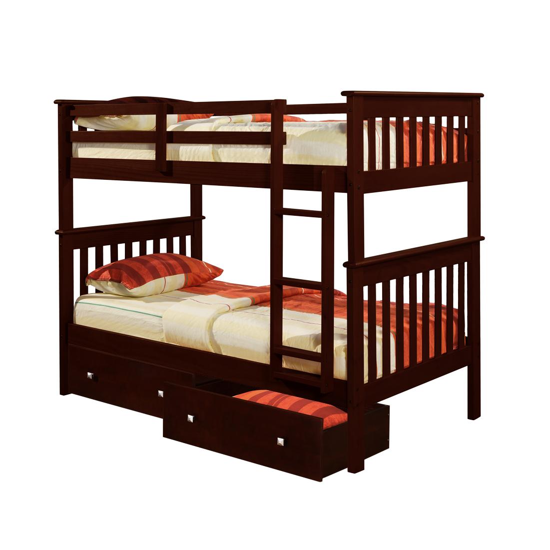  Donco Trading Company Savana Mission 120-3-TTCP_505-CP Twin over Twin Bunkbed with Drawers - Dark Cappuccino IMAGE 2