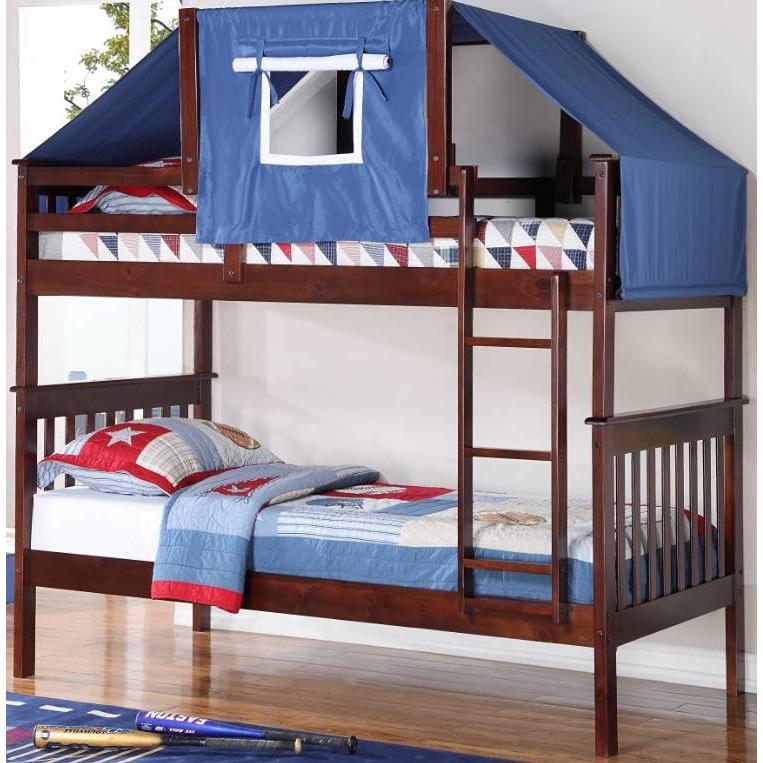  Donco Trading Company Savana Mission 120-3-TTCP_755CP_755B Twin over Twin Bunkbed with Tent - Cappuccino IMAGE 1
