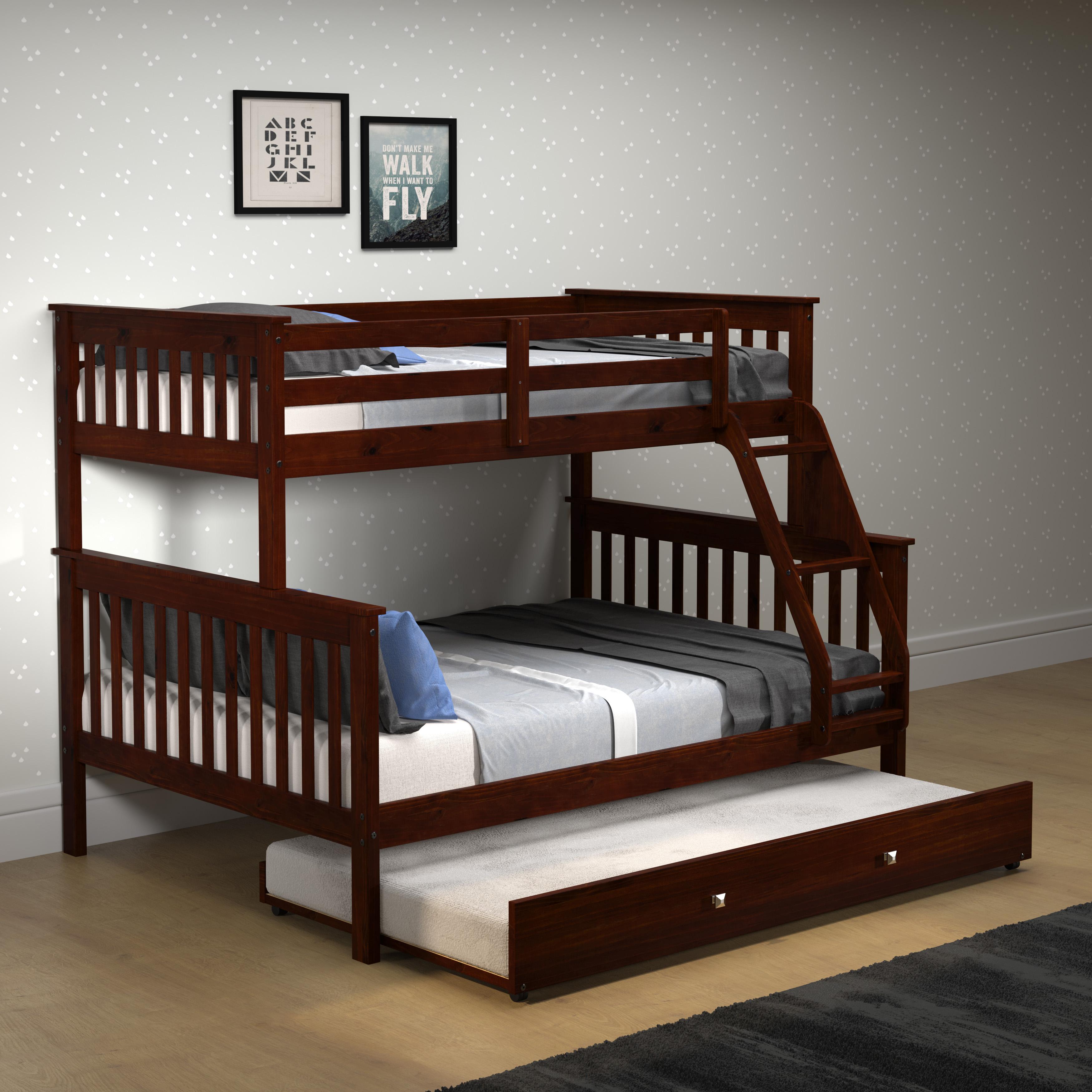  Donco Trading Company Hilde Mission 122-3-TFCP_503-CP Twin over Full Bunkbed with Twin Trundle - Merlot IMAGE 1