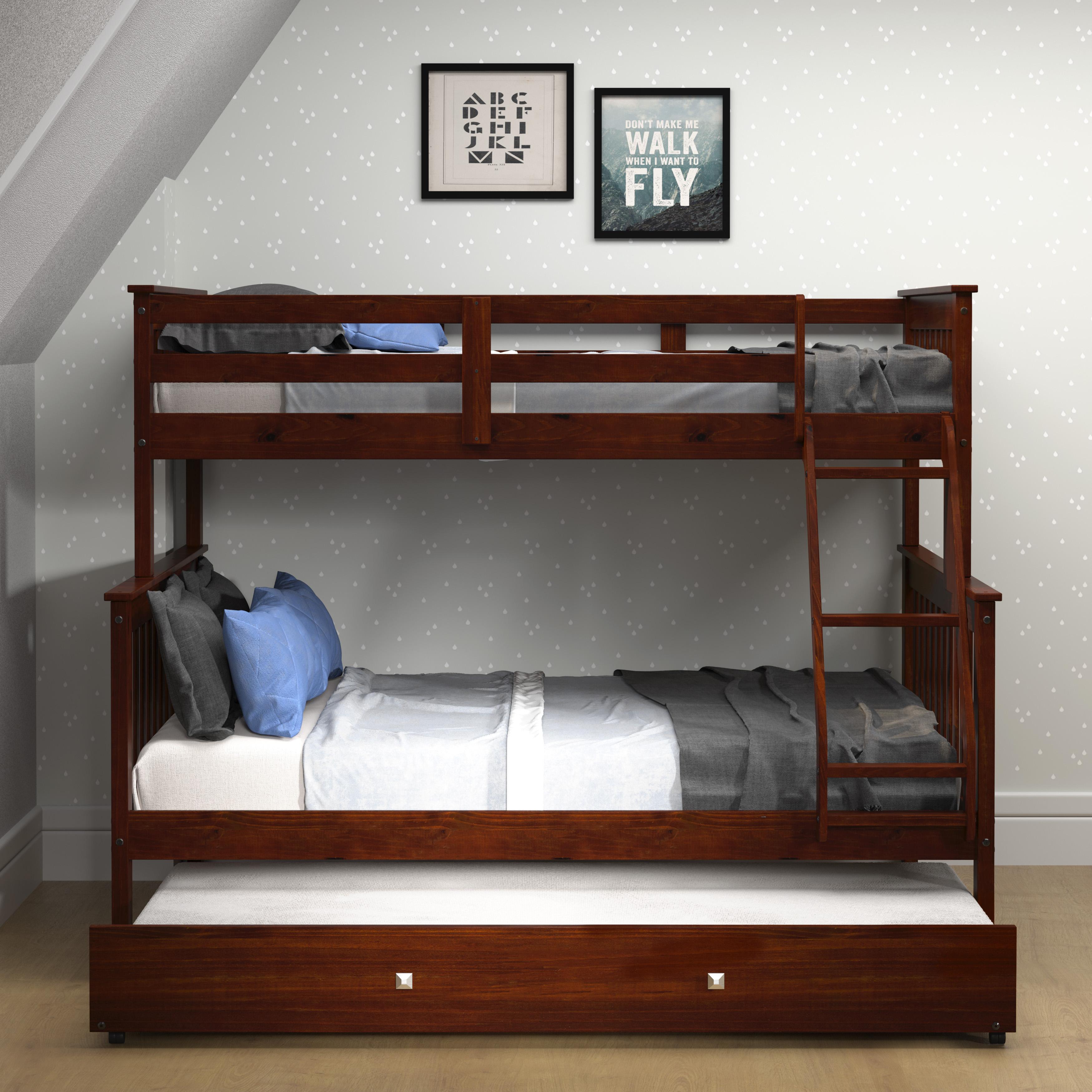  Donco Trading Company Hilde Mission 122-3-TFCP_503-CP Twin over Full Bunkbed with Twin Trundle - Merlot IMAGE 2