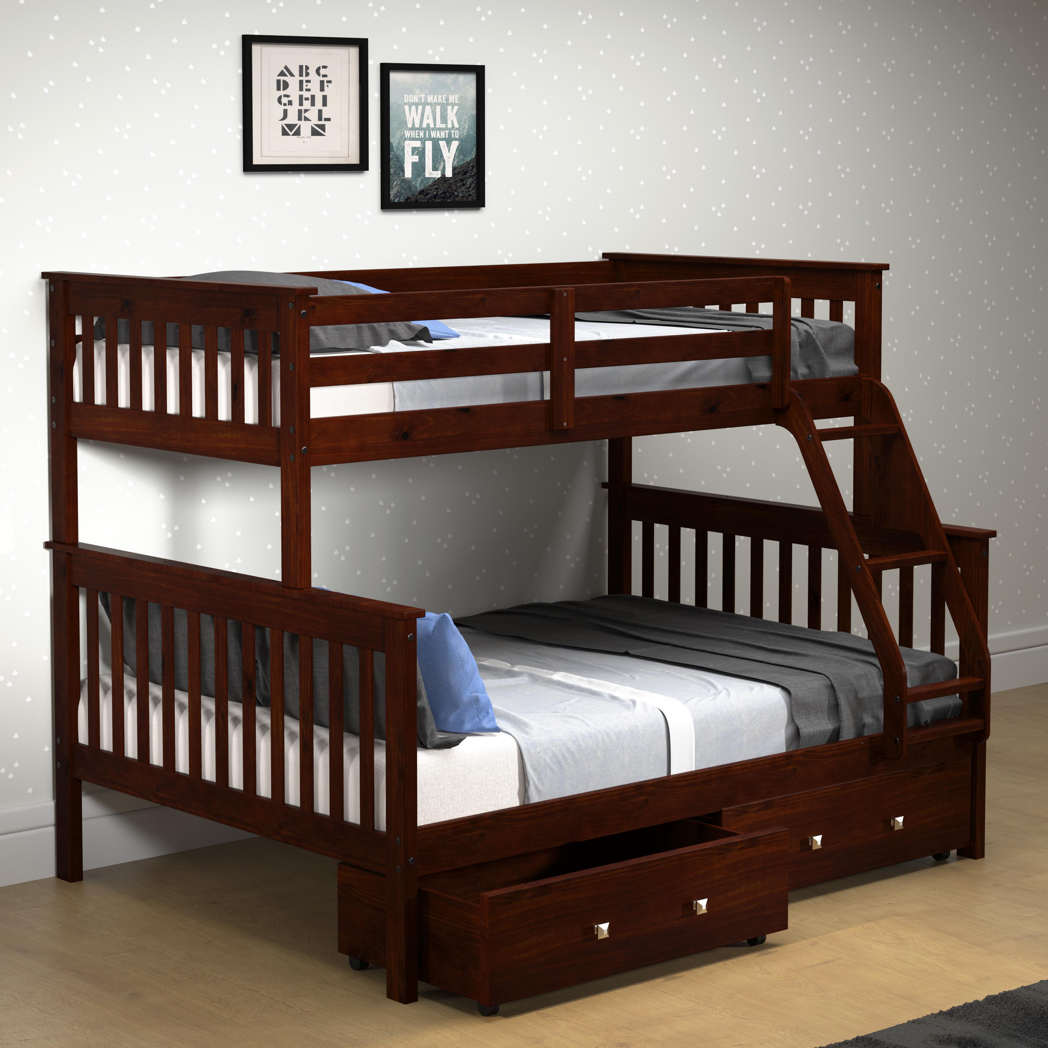  Donco Trading Company Hilde Mission 122-3-TFCP_505-CP Twin over Full Bunkbed with Drawers - Merlot IMAGE 1