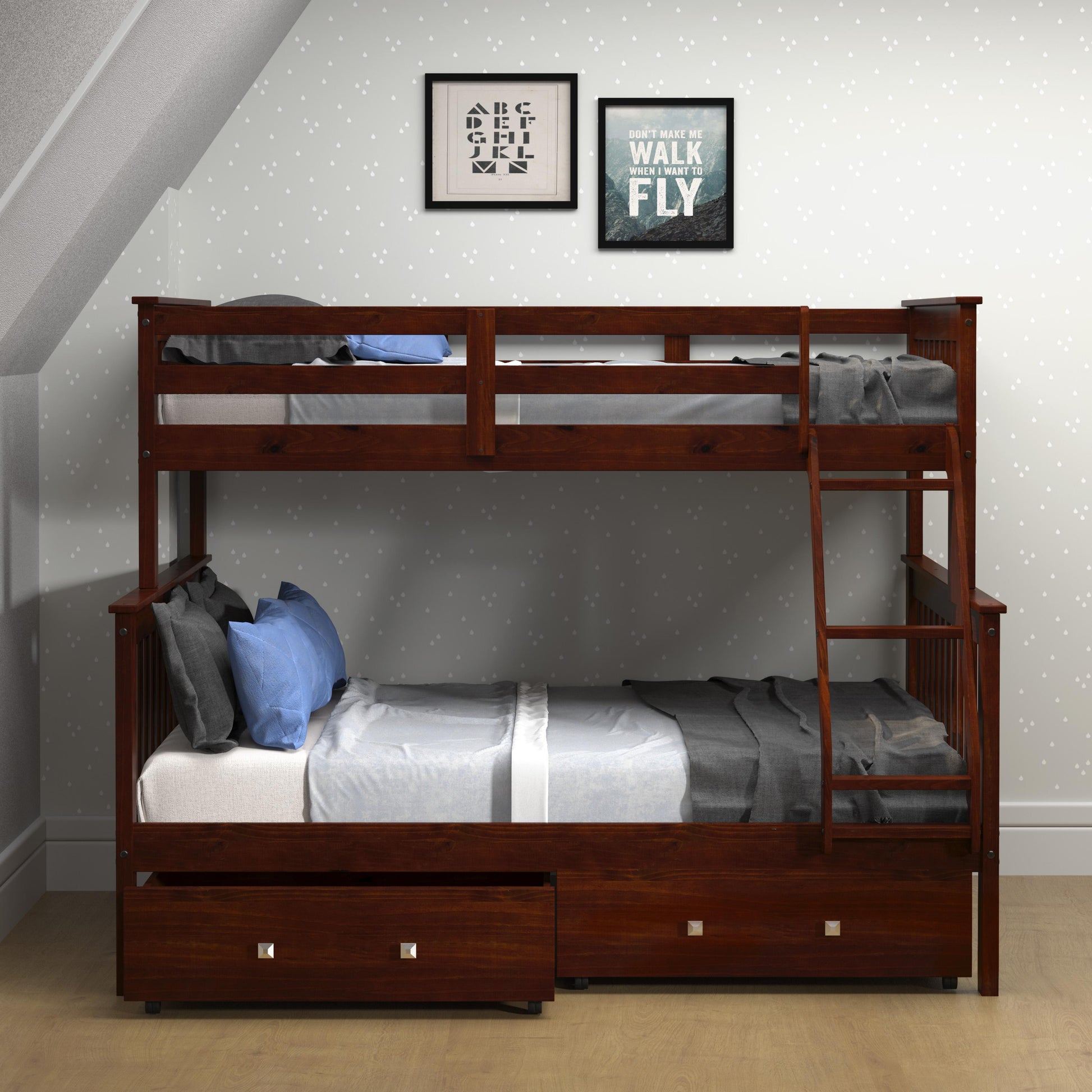 Donco Trading Company Hilde Mission 122-3-TFCP_505-CP Twin over Full Bunkbed with Drawers - Merlot IMAGE 2