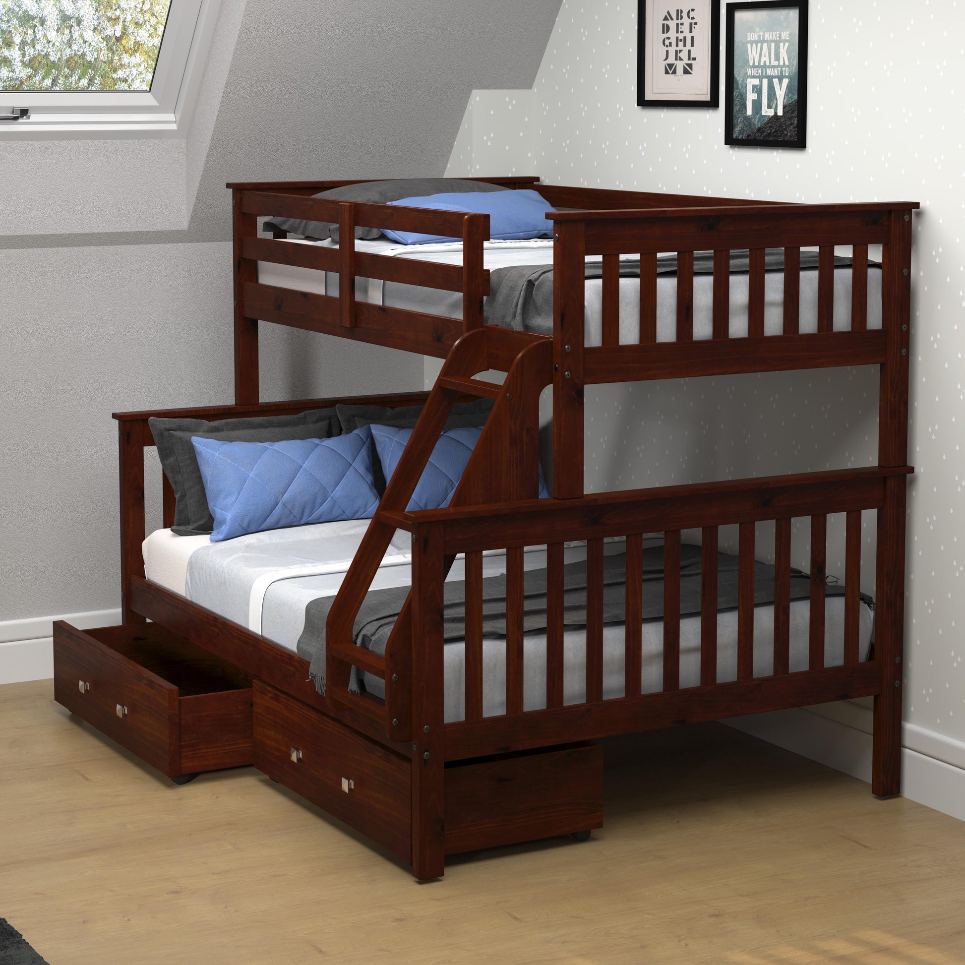  Donco Trading Company Hilde Mission 122-3-TFCP_505-CP Twin over Full Bunkbed with Drawers - Merlot IMAGE 3