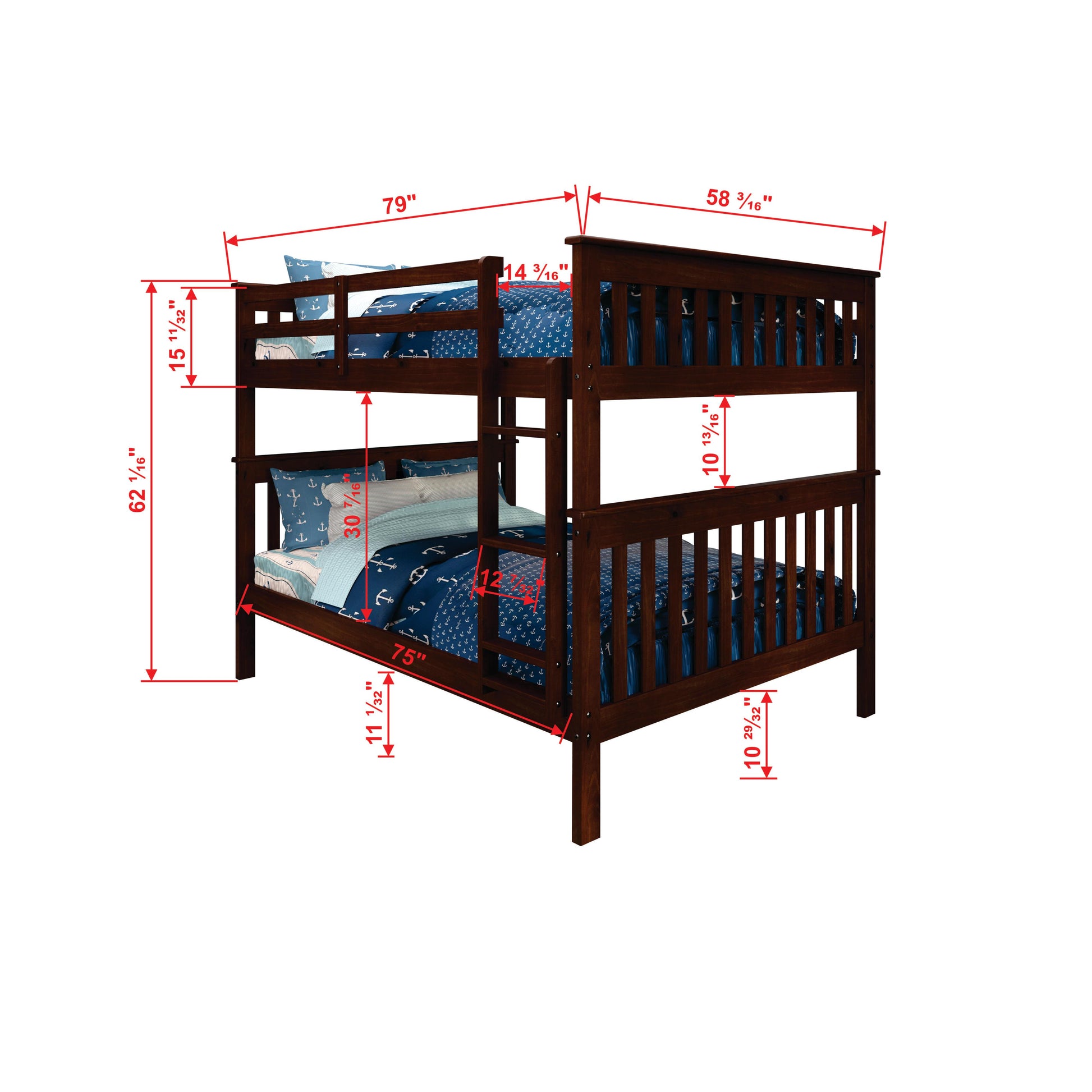  Donco Trading Company Erath Mission 123-3-FFCP Full over Full Bunkbed - Dark Cappuccino IMAGE 4