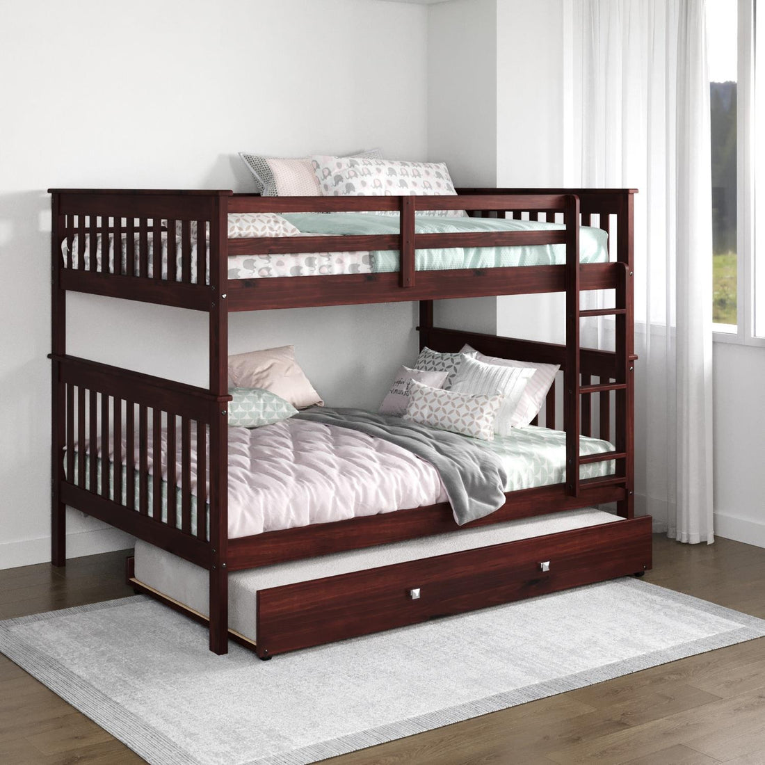  Donco Trading Company Erath Mission 123-3-FFCP_503-CP Full over Full Bunkbed with Twin Trundle - Dark Cappuccino IMAGE 1