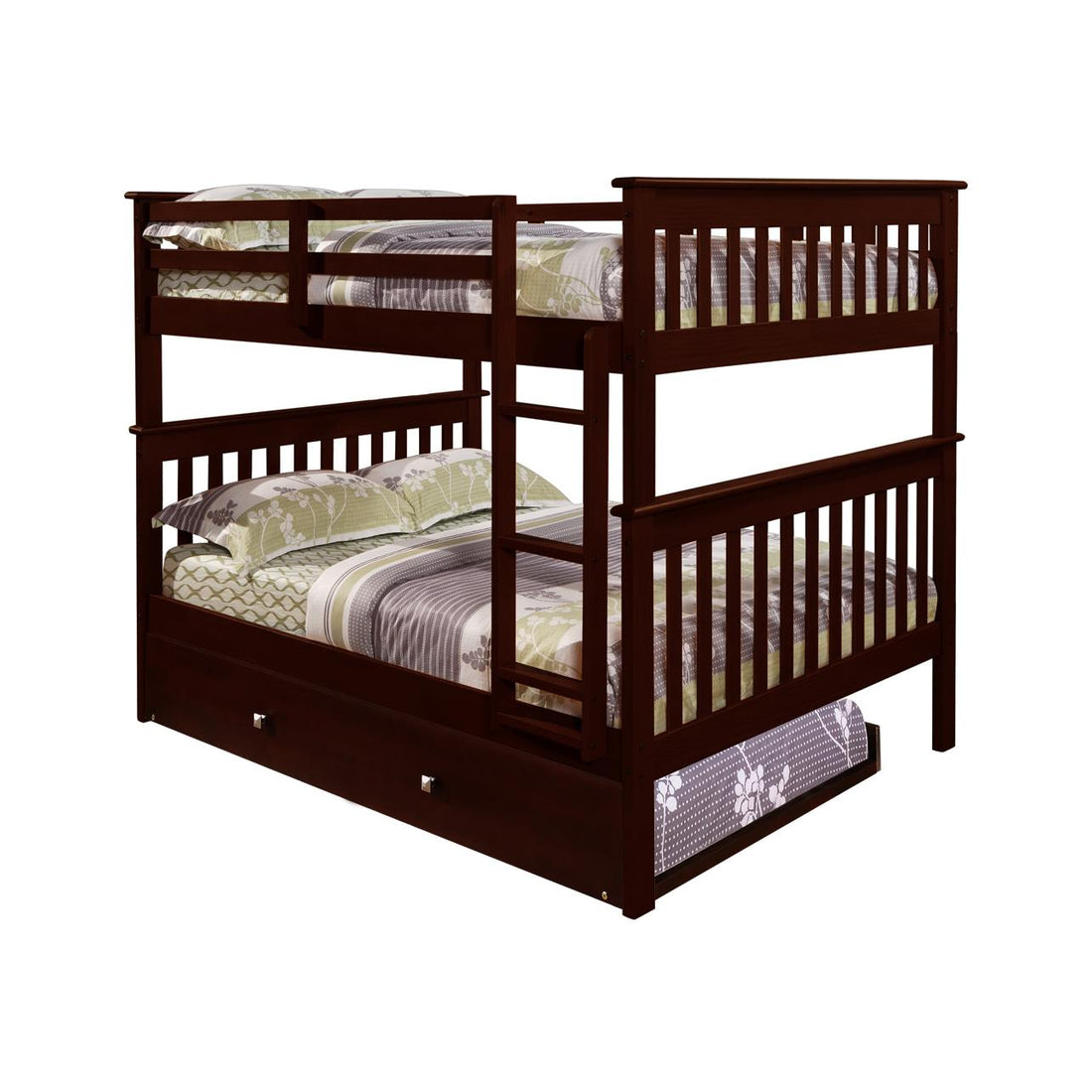  Donco Trading Company Erath Mission 123-3-FFCP_503-CP Full over Full Bunkbed with Twin Trundle - Dark Cappuccino IMAGE 1