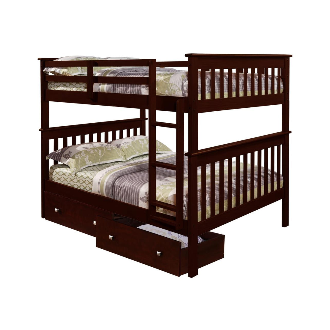  Donco Trading Company Erath Mission 123-3-FFCP_505-CP Full over Full Bunkbed with Drawers - Dark Cappuccino IMAGE 1
