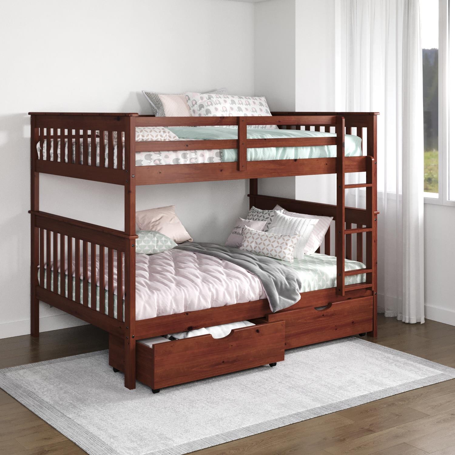  Donco Trading Company Erath Mission 123-3-FFE_505-E Full over Full Bunkbed with Drawers - Light Espresso IMAGE 1
