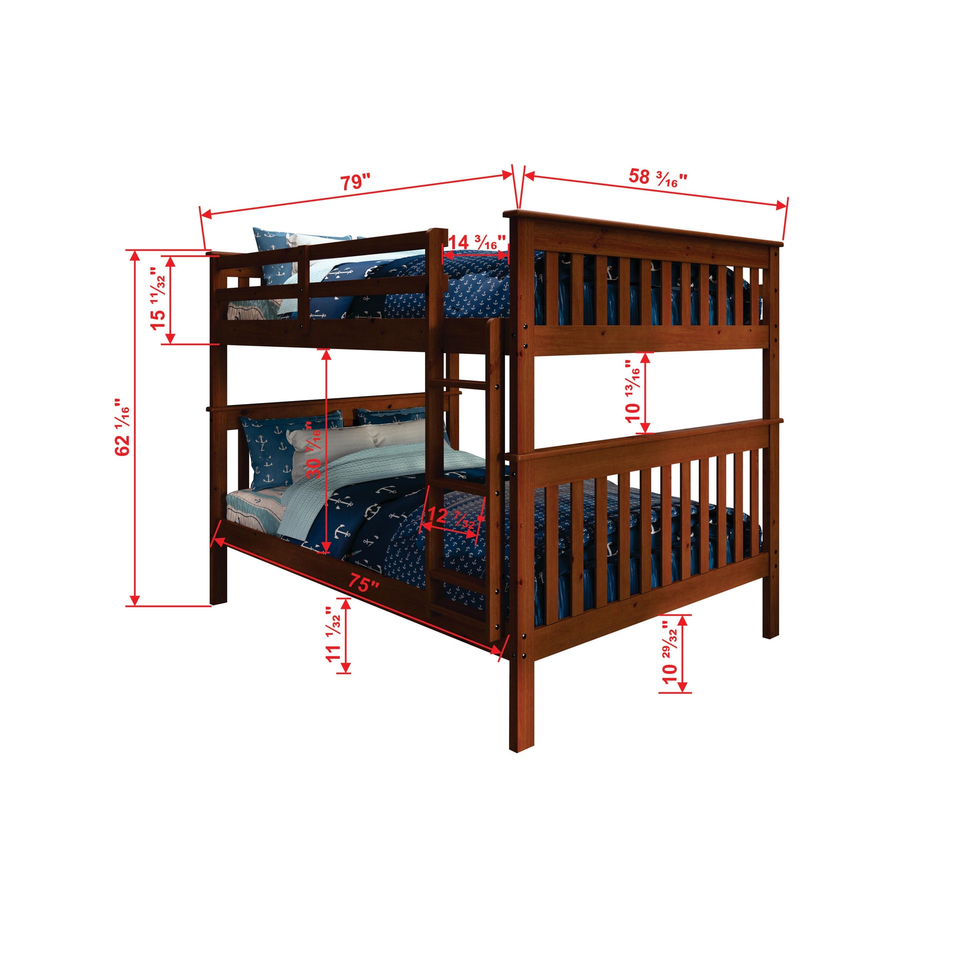  Donco Trading Company Erath Mission 123-3-FFE_505-E Full over Full Bunkbed with Drawers - Light Espresso IMAGE 3