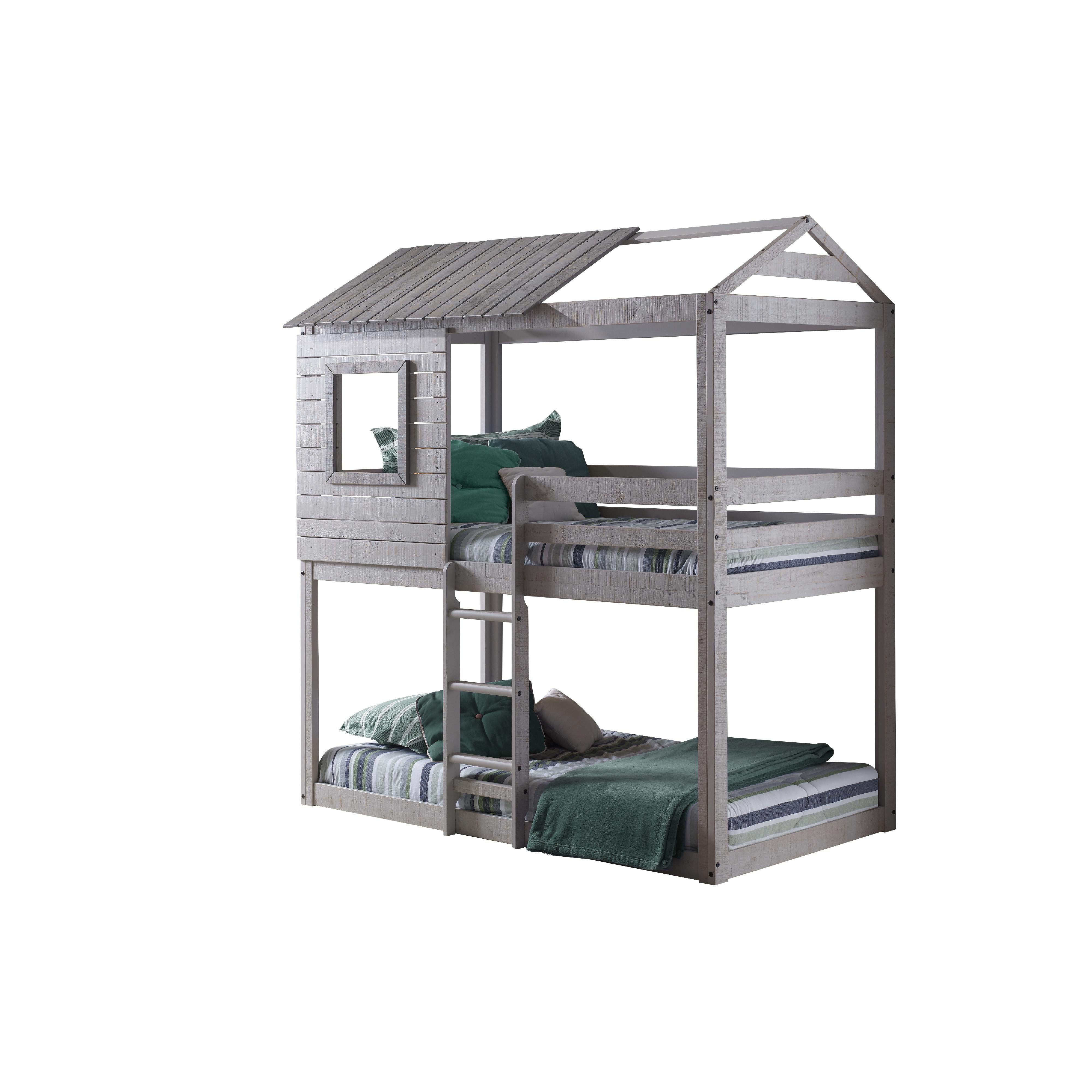  Donco Trading Company Deer Blind 1370-TTLG Twin over Twin House Bunkbed - Light Grey IMAGE 4