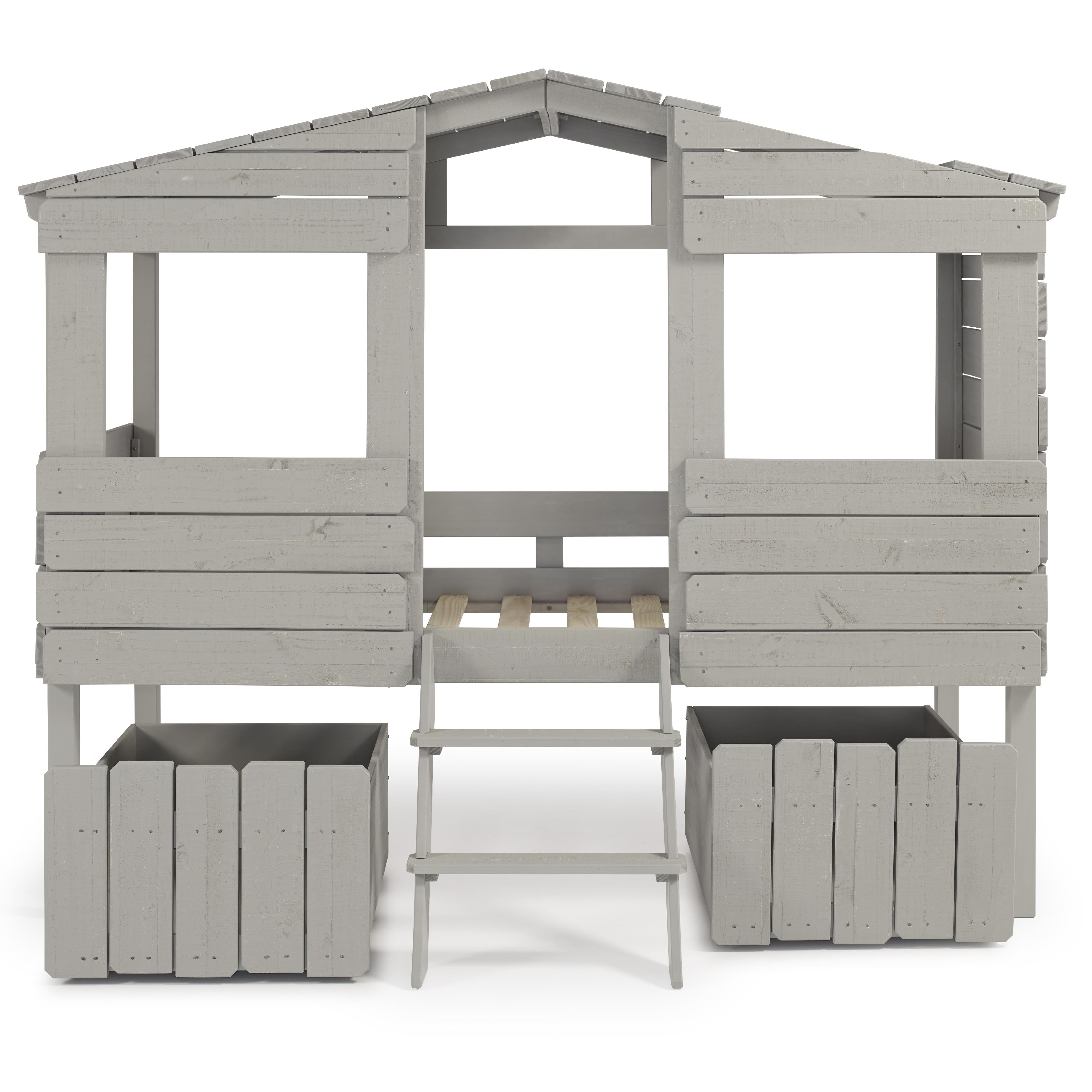  Donco Trading Company Beach House 1380-TLRG_1381-RG Twin Low Loft Bed with House Toy Boxes - Rustic Grey IMAGE 3