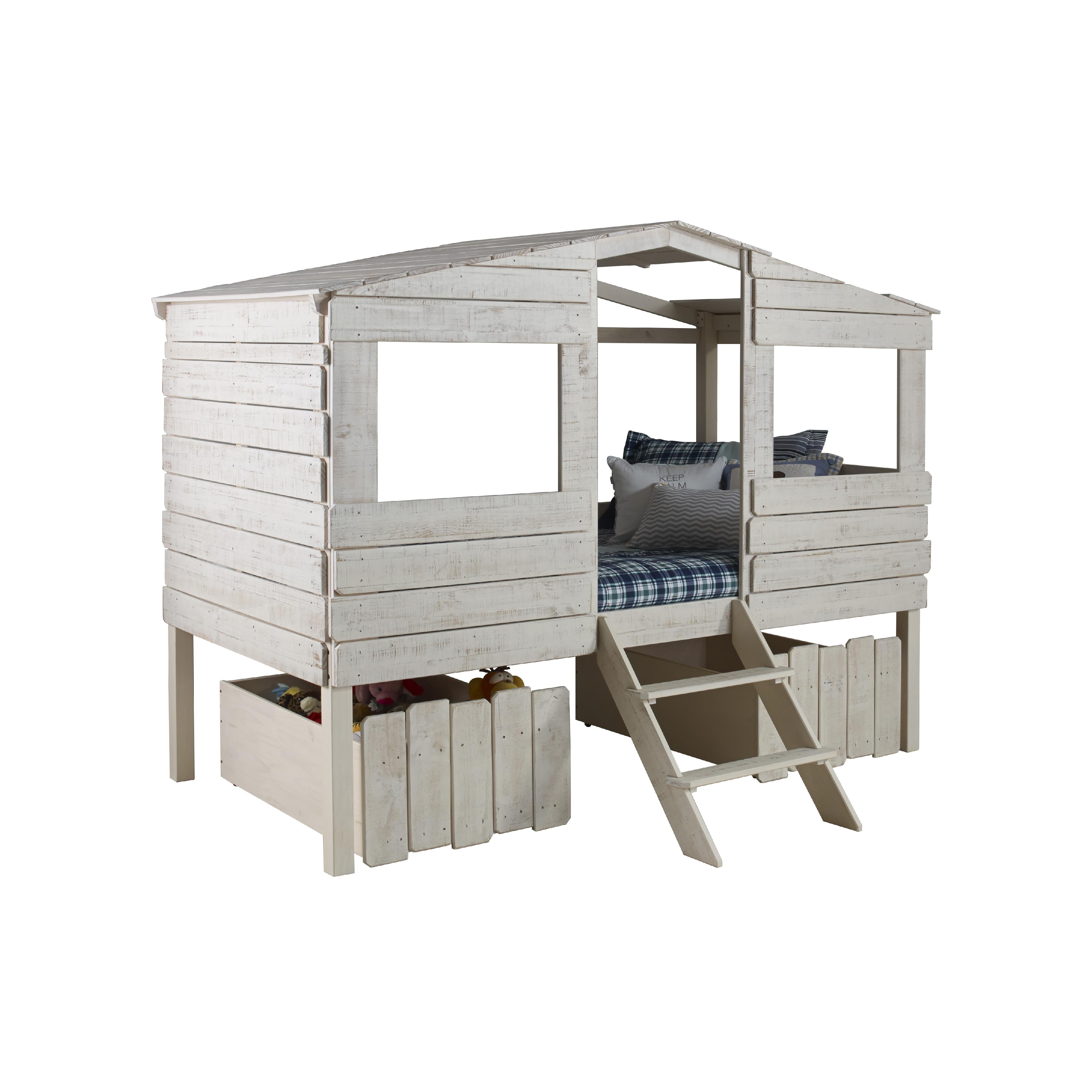 Donco Trading Company Beach House 1380-TLRS_1381-RS Twin Low Loft Bed with House Toy Boxes - Rustic Sand IMAGE 4