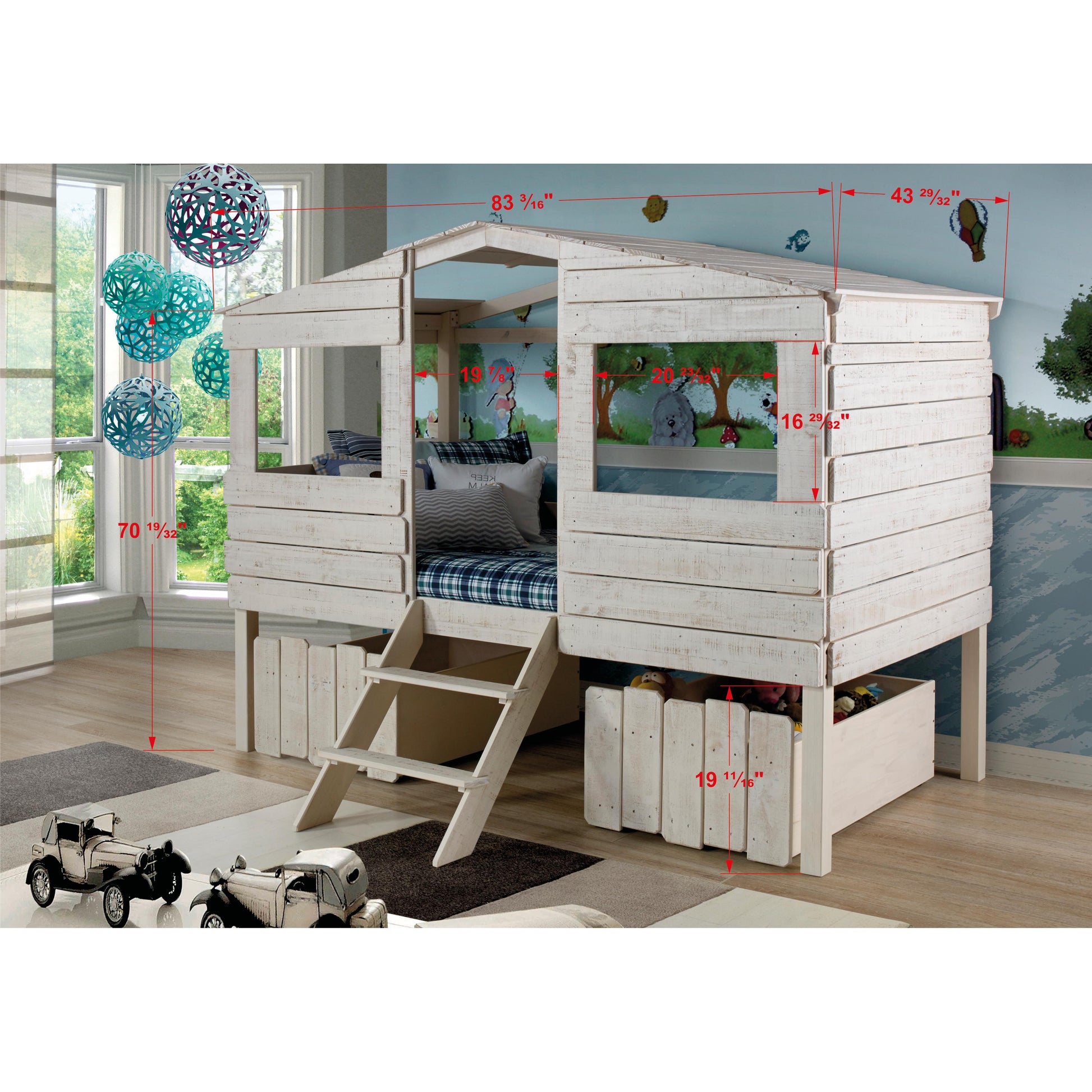  Donco Trading Company Beach House 1380-TLRS_1381-RS Twin Low Loft Bed with House Toy Boxes - Rustic Sand IMAGE 5