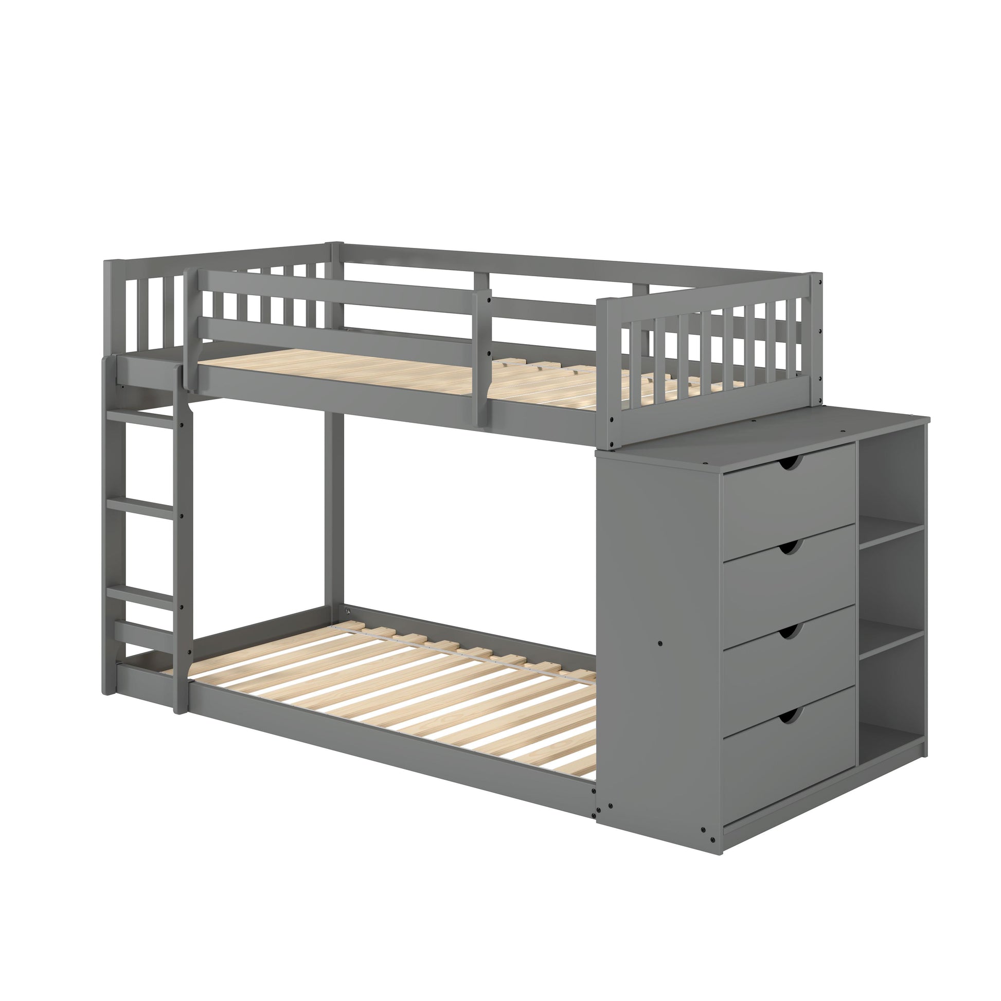  Donco Trading Company Moby Mission 1600-TTDG Twin over Twin Bunkbed with 4 Drawer Dresser & Shelves - Dark Grey IMAGE 6