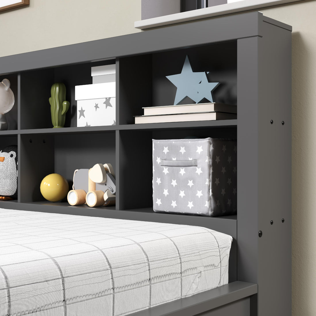  Donco Trading Company 1733-FDG Bookcase Full Daybed - Dark Grey IMAGE 1