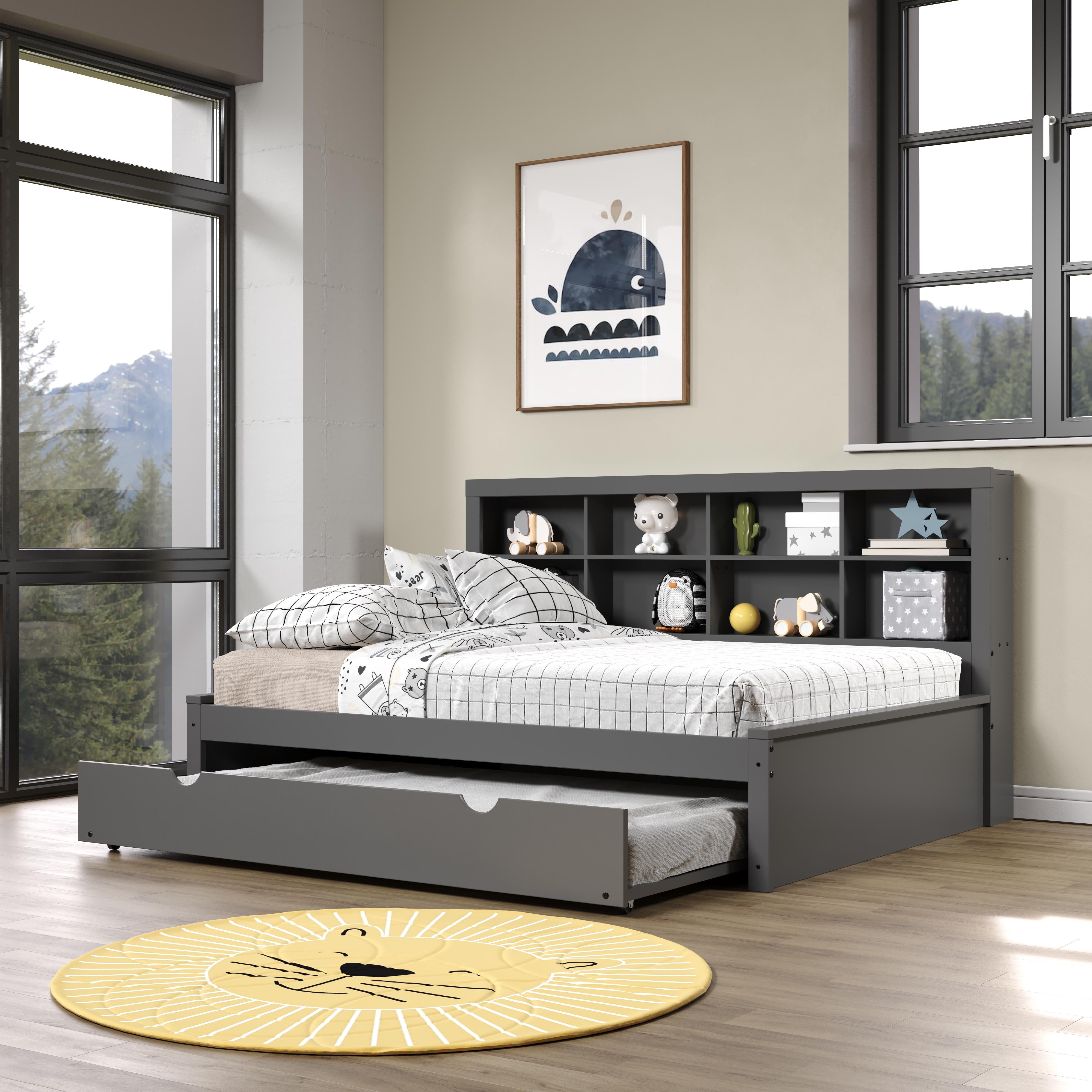  Donco Trading Company 1733-FDG_503-DG Bookcase Full Daybed with Twin Trundle - Dark Grey IMAGE 2