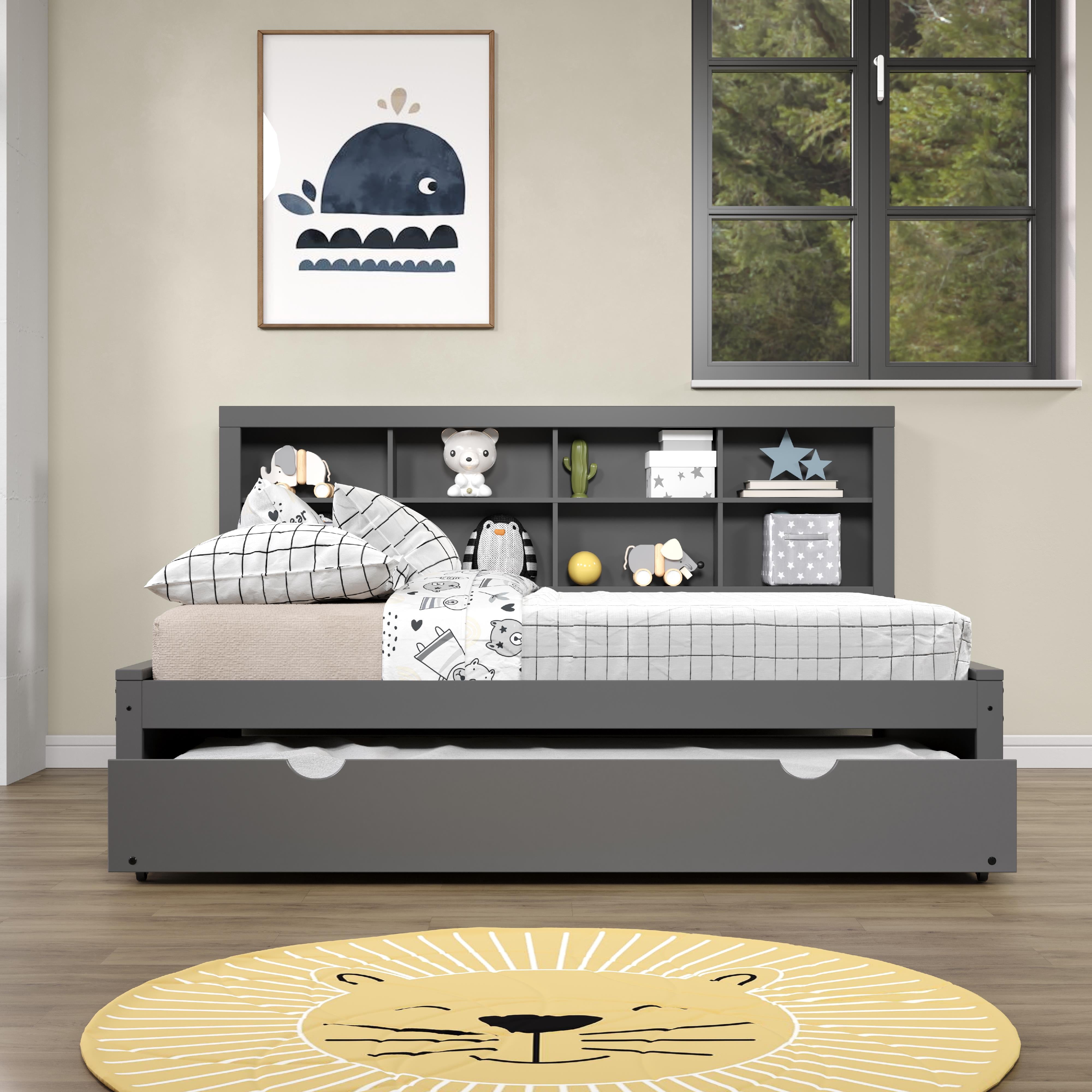  Donco Trading Company 1733-FDG_503-DG Bookcase Full Daybed with Twin Trundle - Dark Grey IMAGE 3