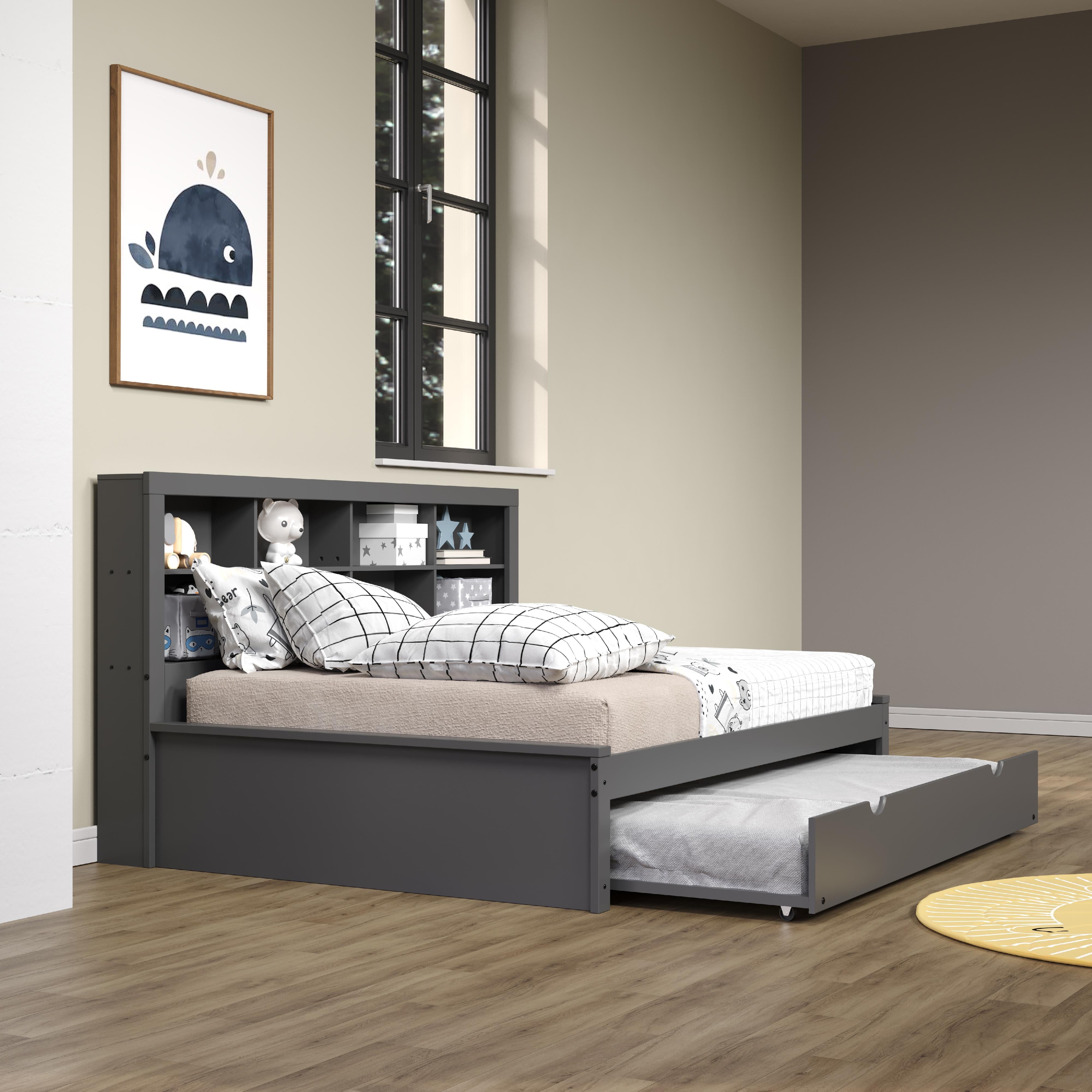  Donco Trading Company 1733-FDG_503-DG Bookcase Full Daybed with Twin Trundle - Dark Grey IMAGE 4