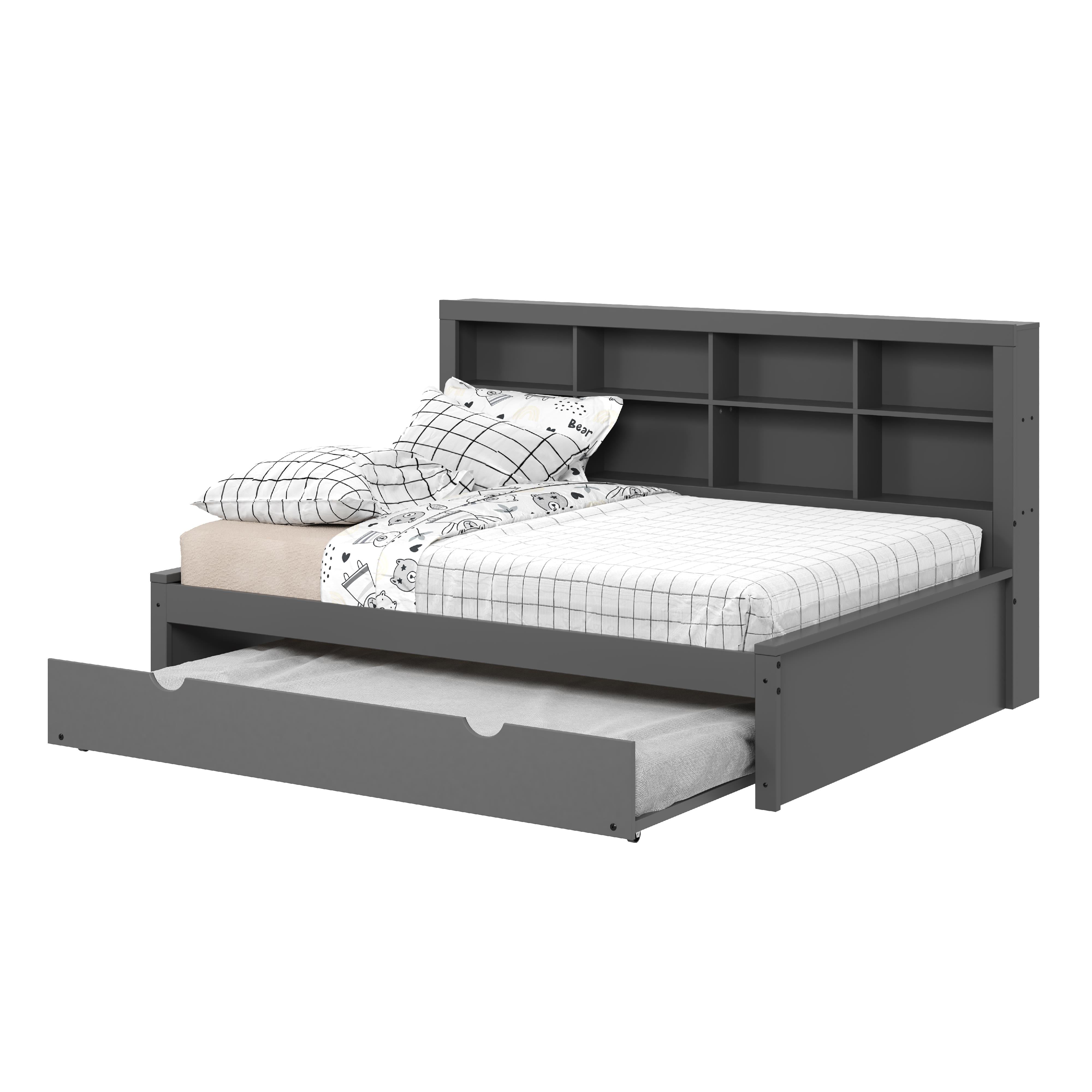  Donco Trading Company 1733-FDG_503-DG Bookcase Full Daybed with Twin Trundle - Dark Grey IMAGE 6