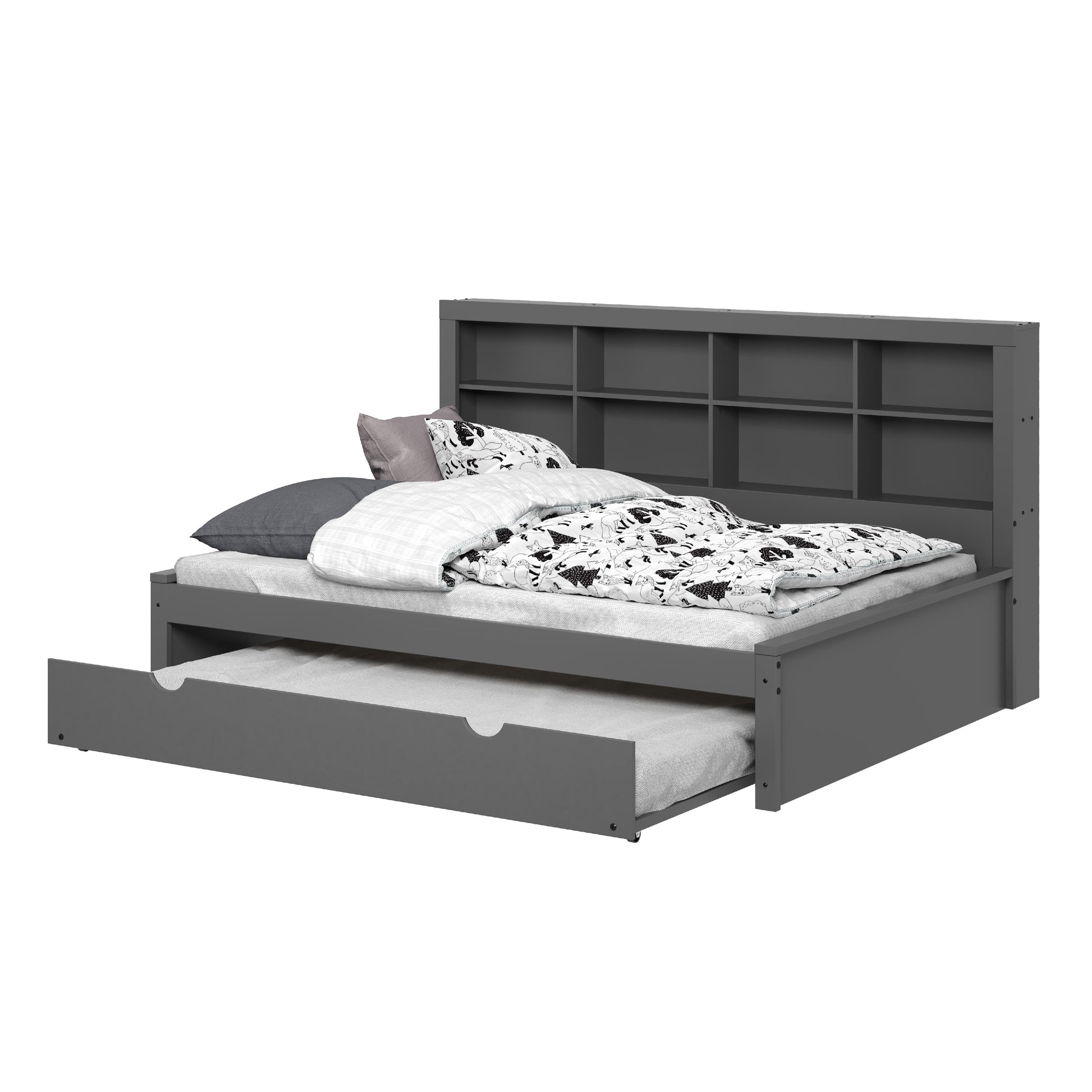  Donco Trading Company 1733-FDG_503-DG Bookcase Full Daybed with Twin Trundle - Dark Grey IMAGE 7