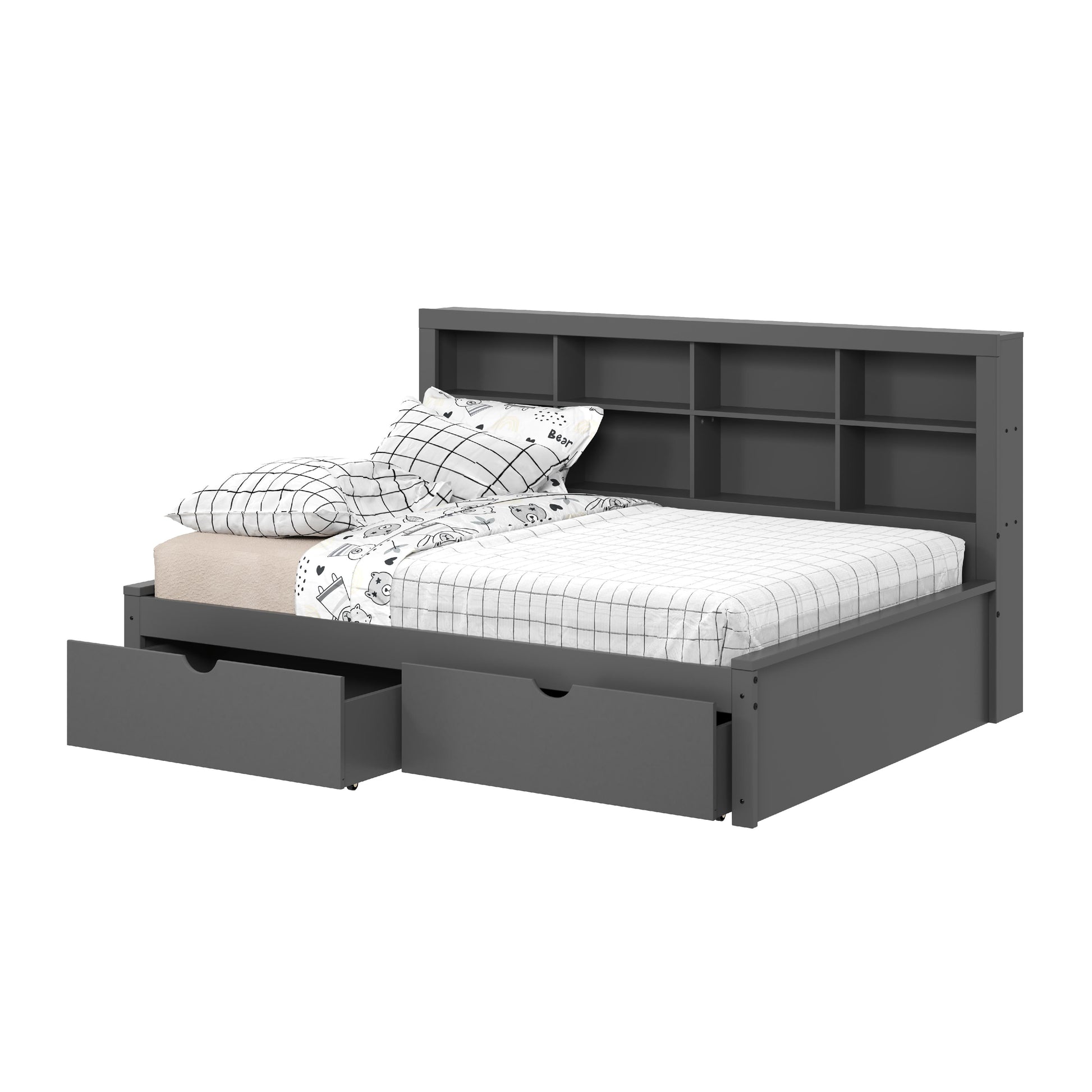  Donco Trading Company 1733-FDG_505-DG Bookcase Full Daybed with Drawers - Dark Grey IMAGE 6