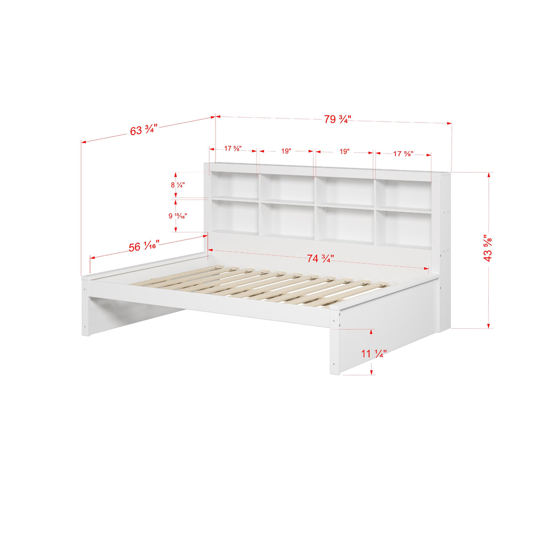  Donco Trading Company 1733-FW Bookcase Full Daybed - White IMAGE 1