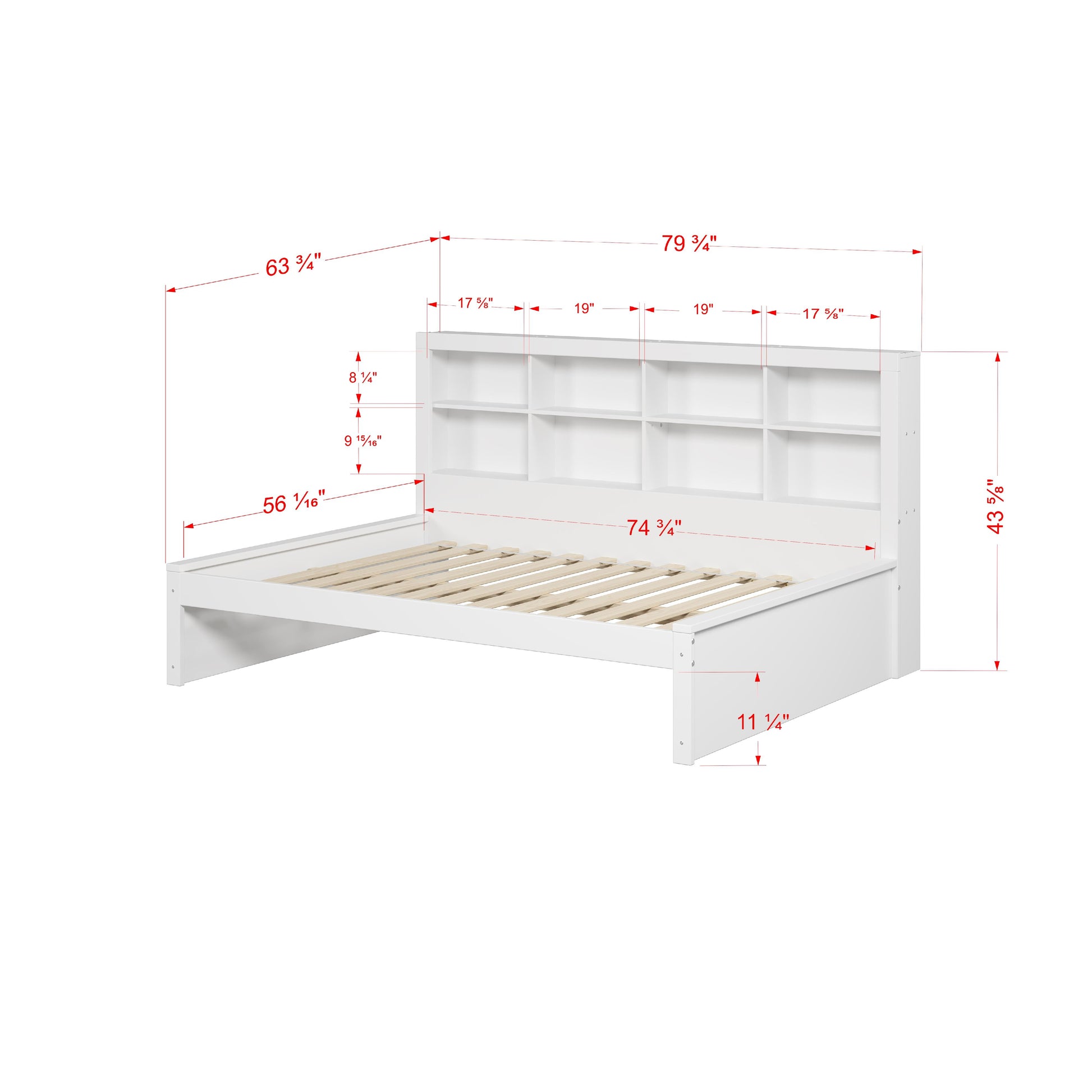  Donco Trading Company 1733-FW Bookcase Full Daybed - White IMAGE 2