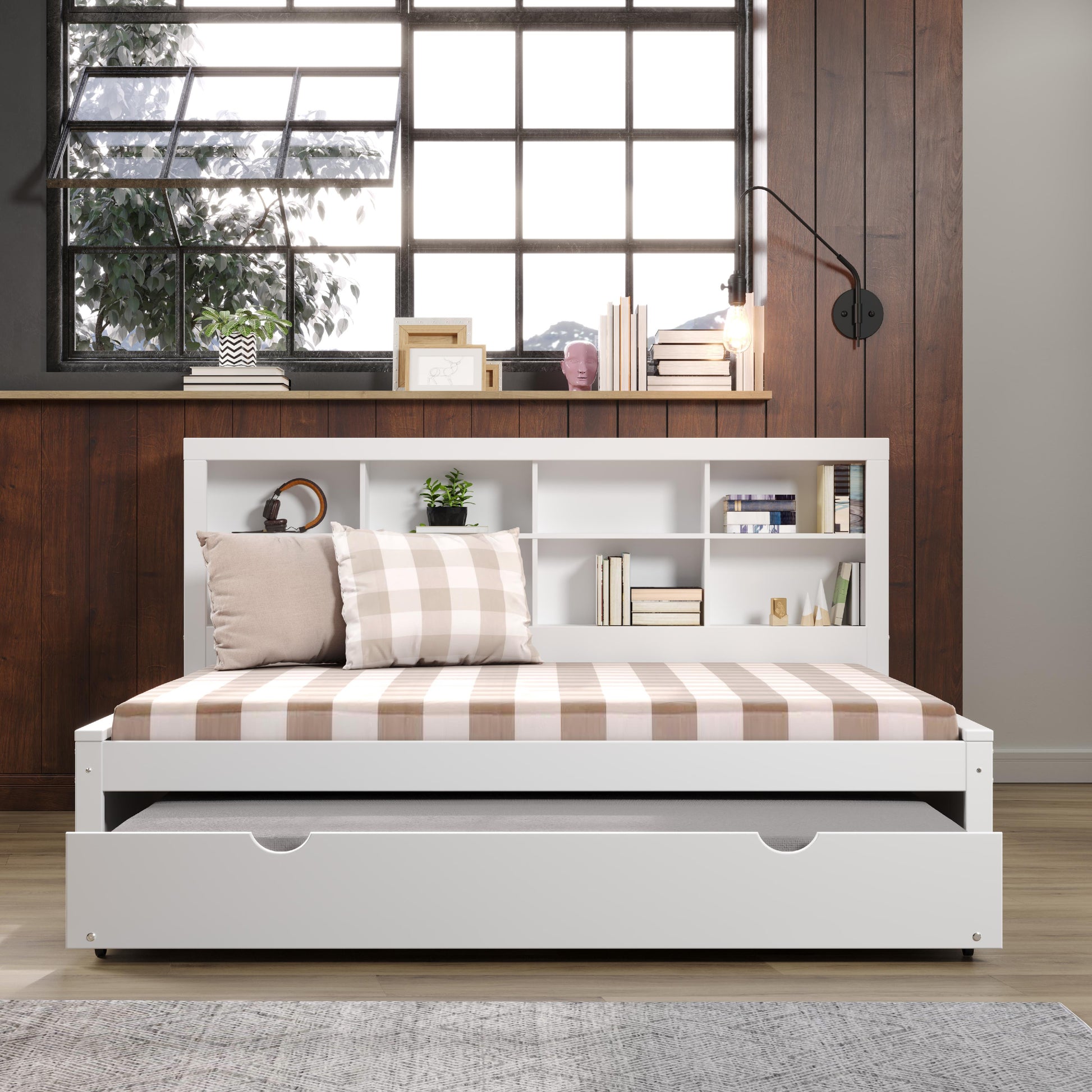  Donco Trading Company 1733-FW_503-W Bookcase Full Daybed with Twin Trundle - White IMAGE 3