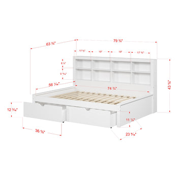  Donco Trading Company 1733-FW_505-W Bookcase Full Daybed with Drawers - White IMAGE 1