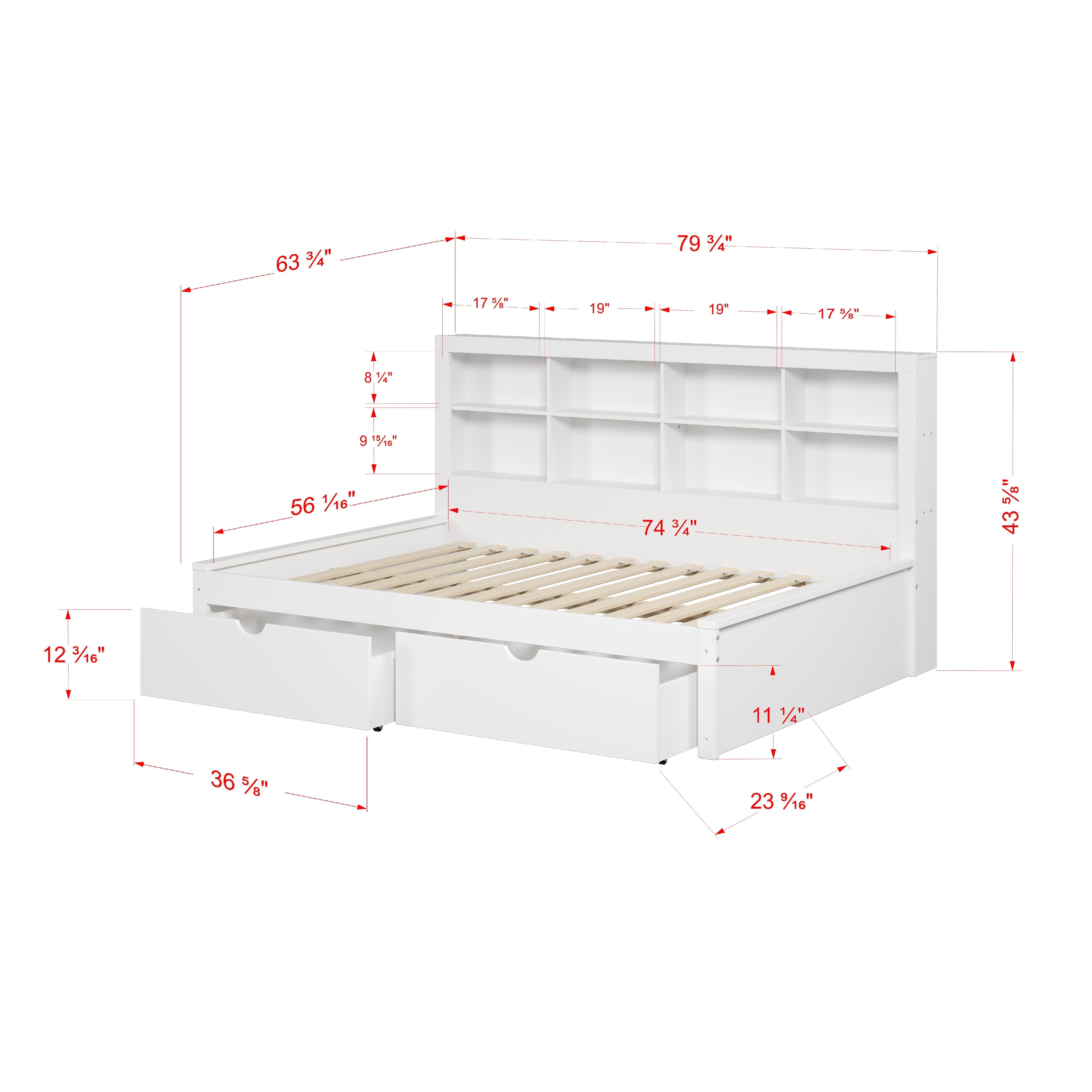  Donco Trading Company 1733-FW_505-W Bookcase Full Daybed with Drawers - White IMAGE 1