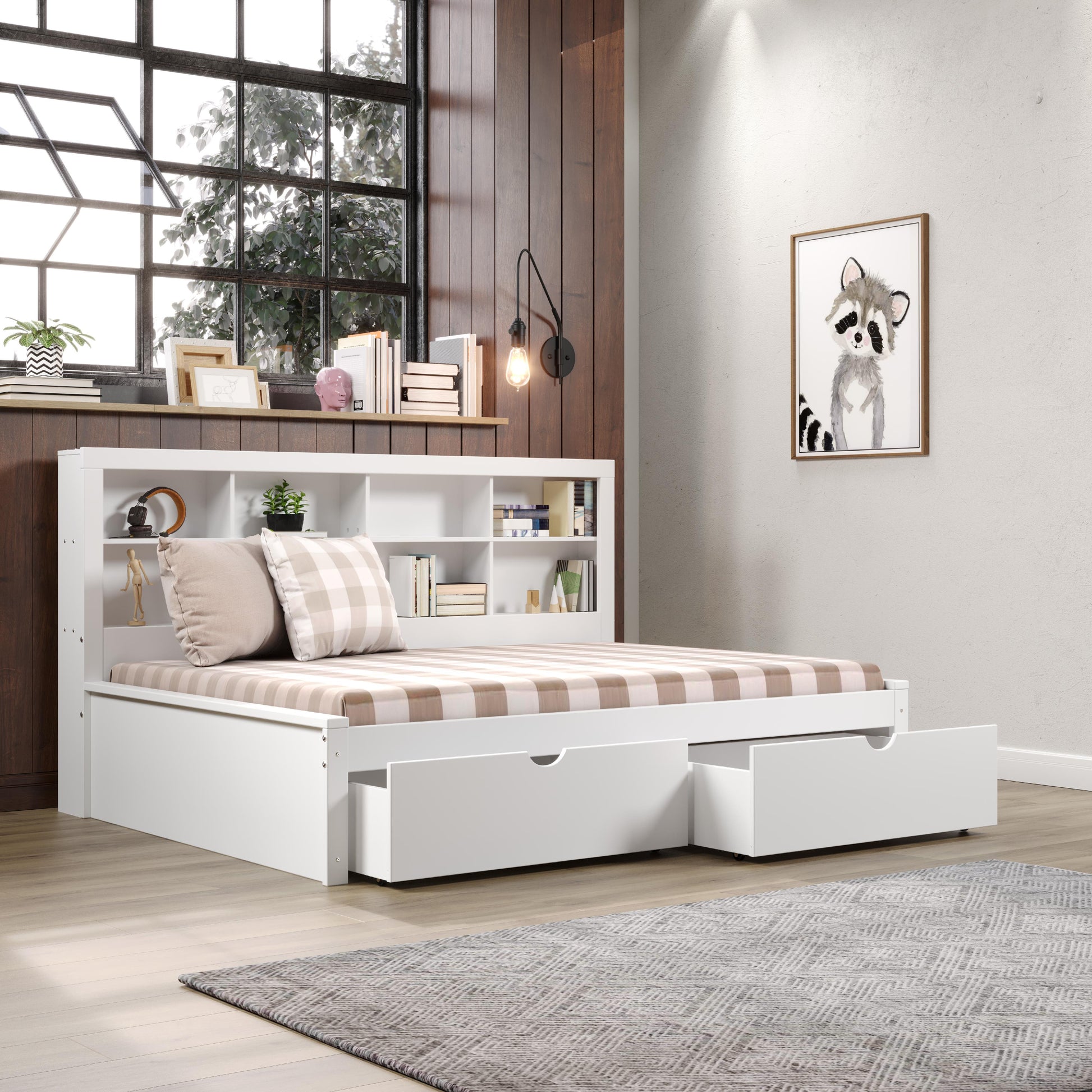  Donco Trading Company 1733-FW_505-W Bookcase Full Daybed with Drawers - White IMAGE 2