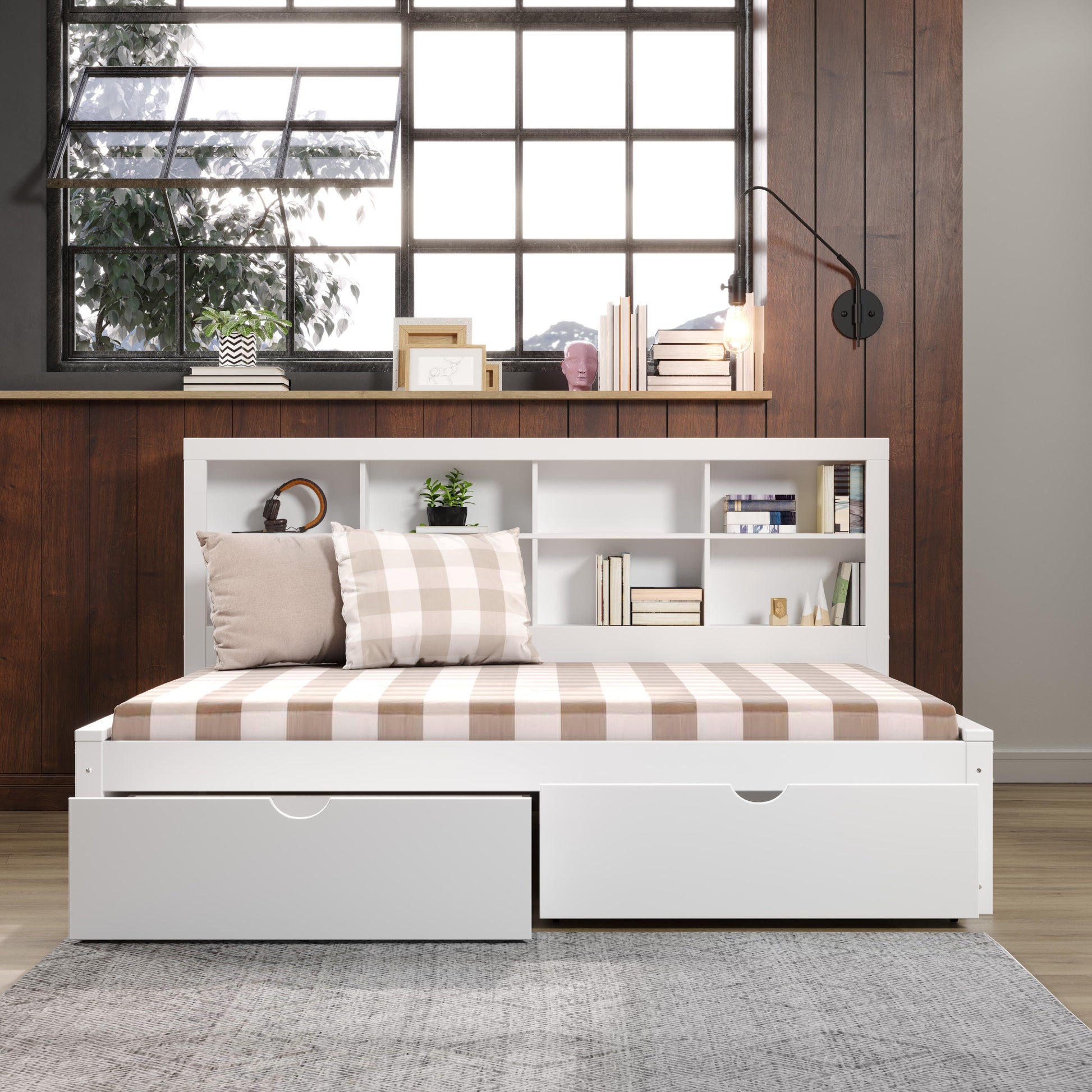  Donco Trading Company 1733-FW_505-W Bookcase Full Daybed with Drawers - White IMAGE 3