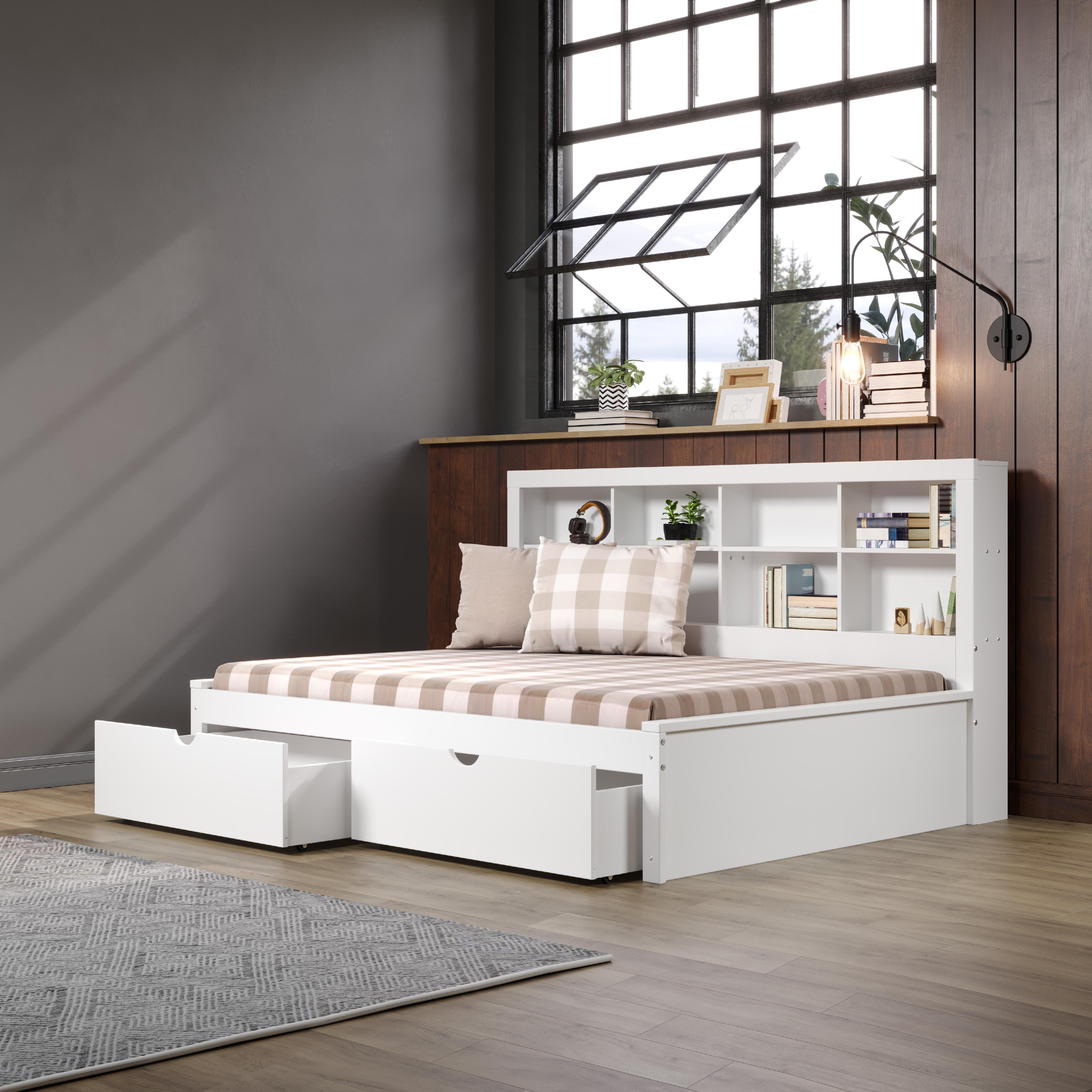  Donco Trading Company 1733-FW_505-W Bookcase Full Daybed with Drawers - White IMAGE 4