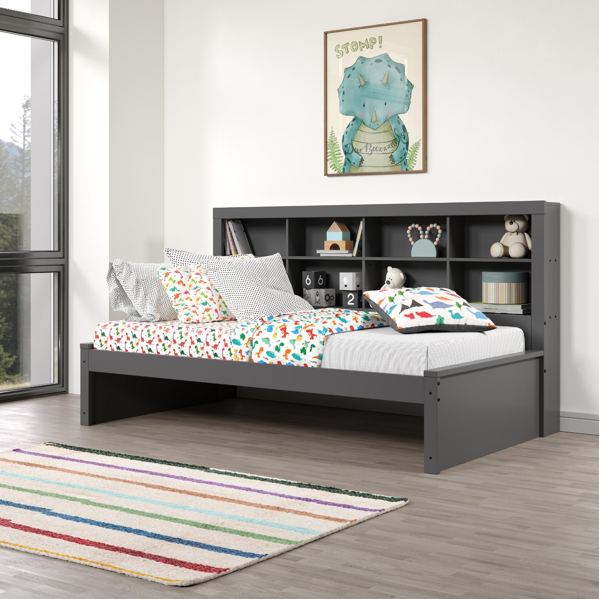  Donco Trading Company 1733-TDG Bookcase Twin Daybed - Dark Grey IMAGE 3