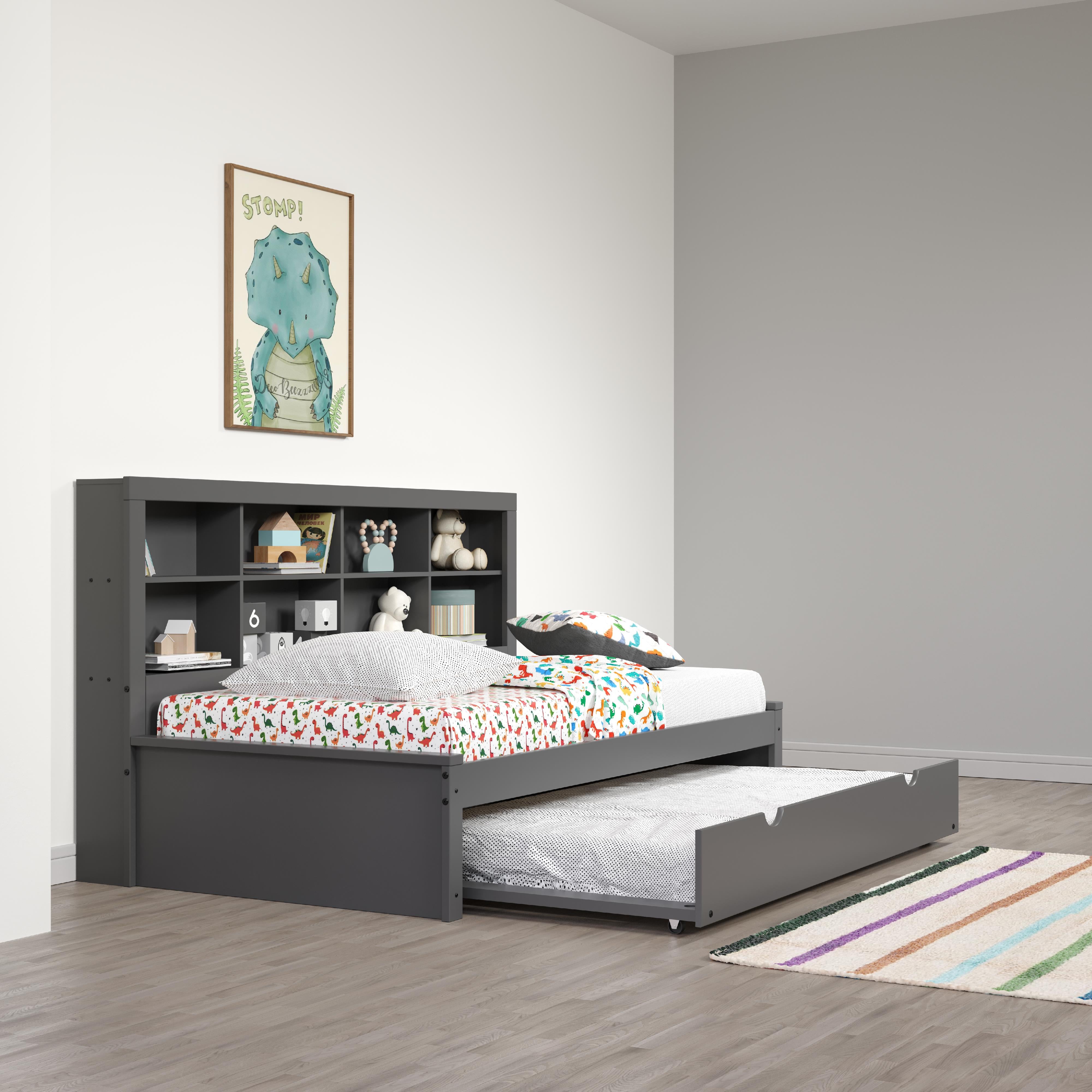  Donco Trading Company 1733-TDG_503-DG Bookcase Twin Daybed with Twin Trundle Bed - Dark Grey IMAGE 4