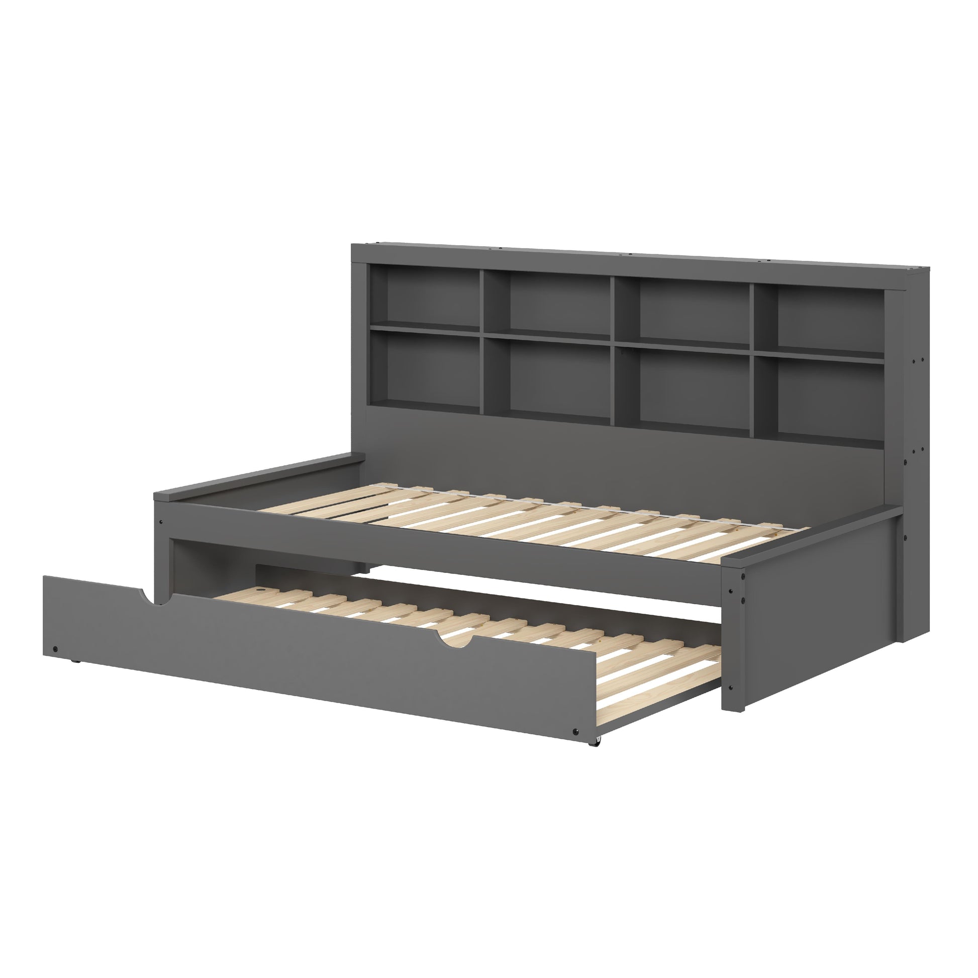 Donco Trading Company 1733-TDG_503-DG Bookcase Twin Daybed with Twin Trundle Bed - Dark Grey IMAGE 7