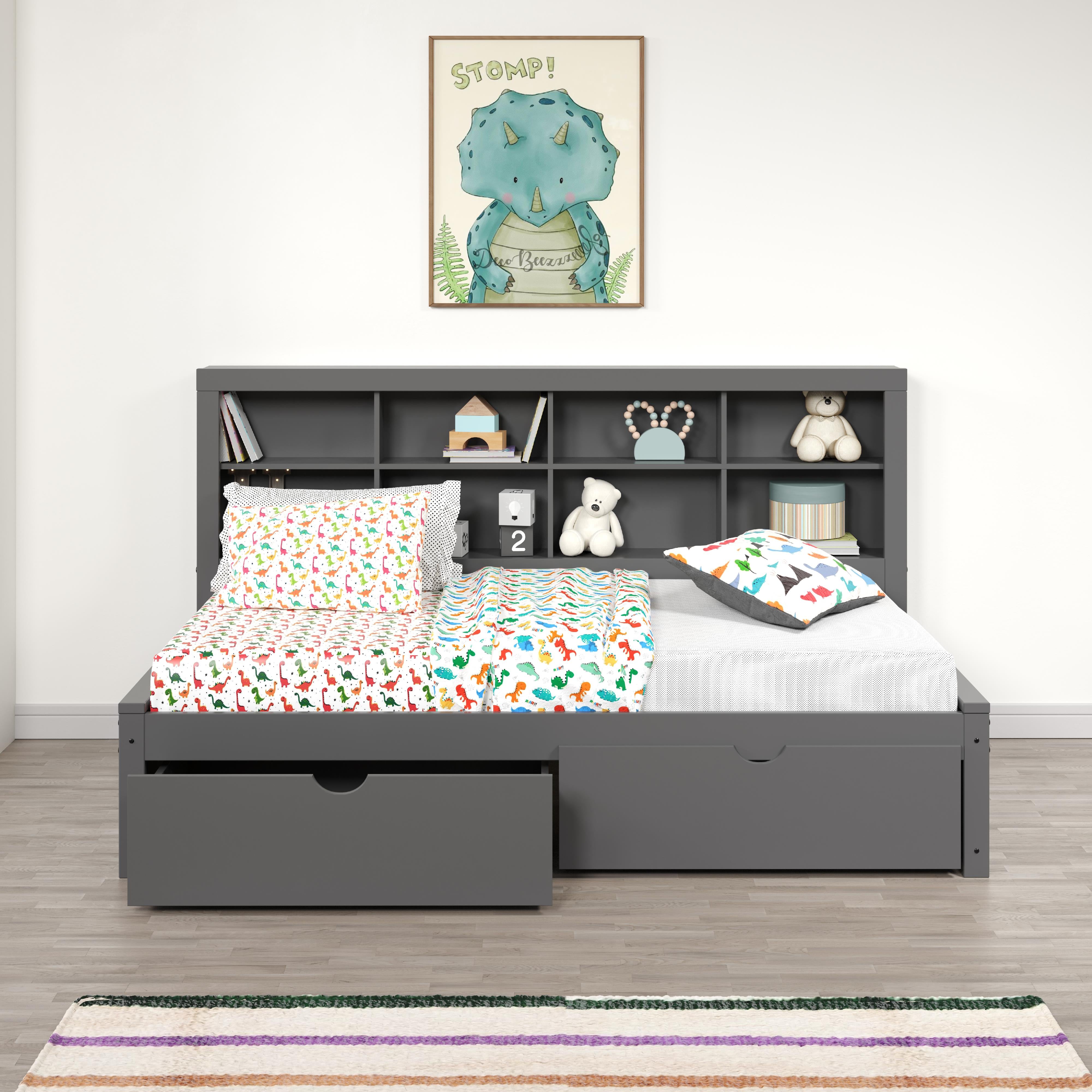  Donco Trading Company 1733-TDG_505-DG Bookcase Twin Daybed with Drawers - Dark Grey IMAGE 3