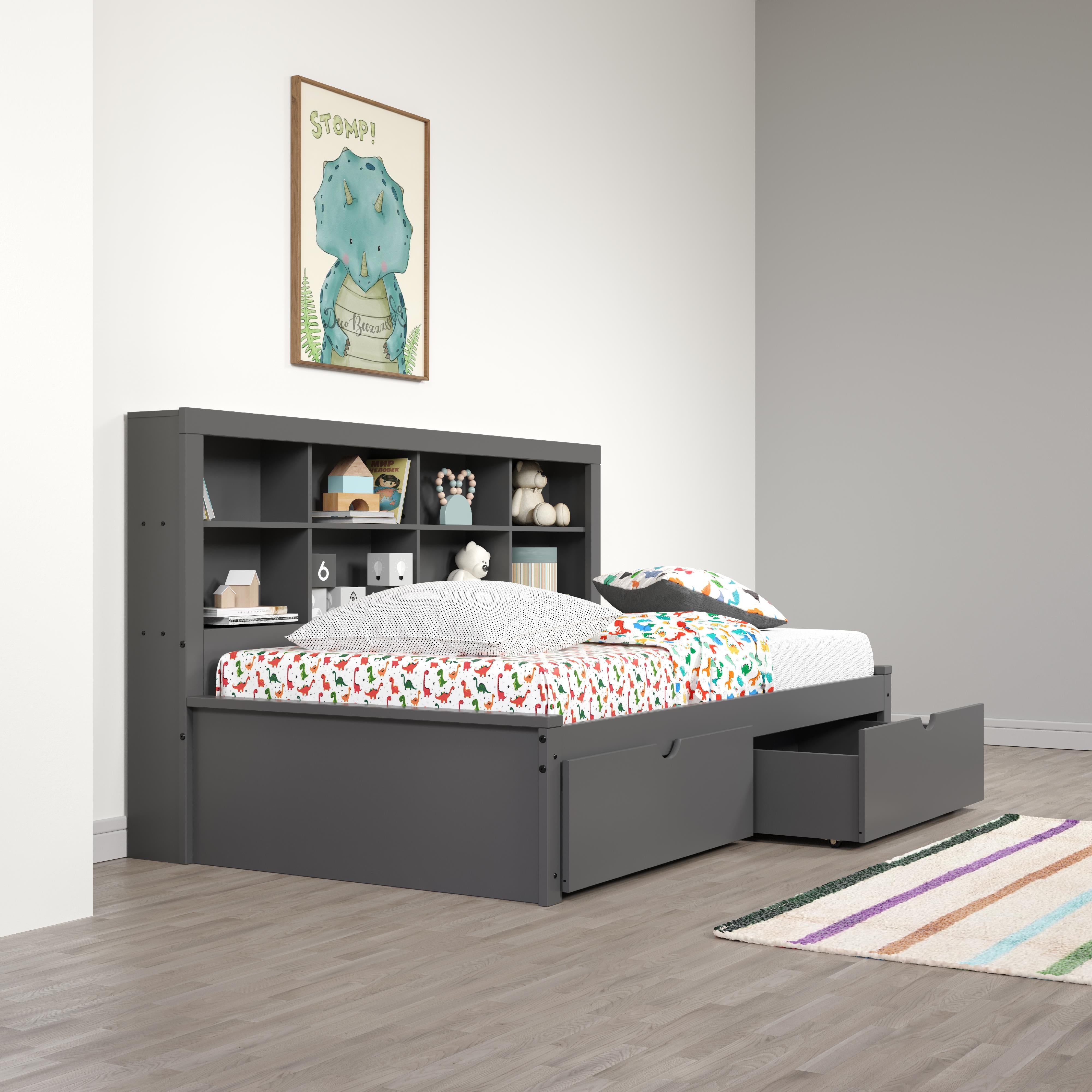  Donco Trading Company 1733-TDG_505-DG Bookcase Twin Daybed with Drawers - Dark Grey IMAGE 4