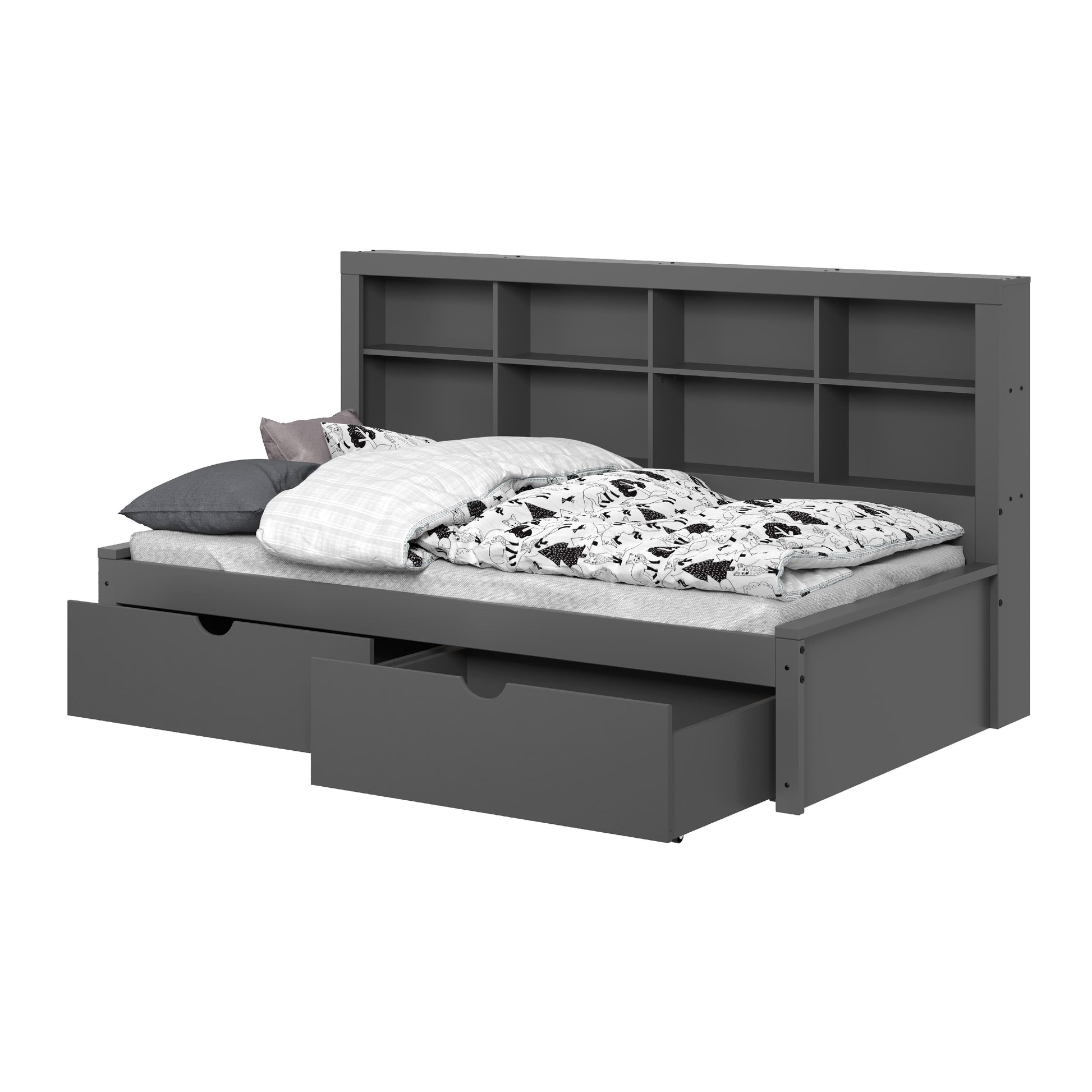 Donco Trading Company 1733-TDG_505-DG Bookcase Twin Daybed with Drawers - Dark Grey IMAGE 5