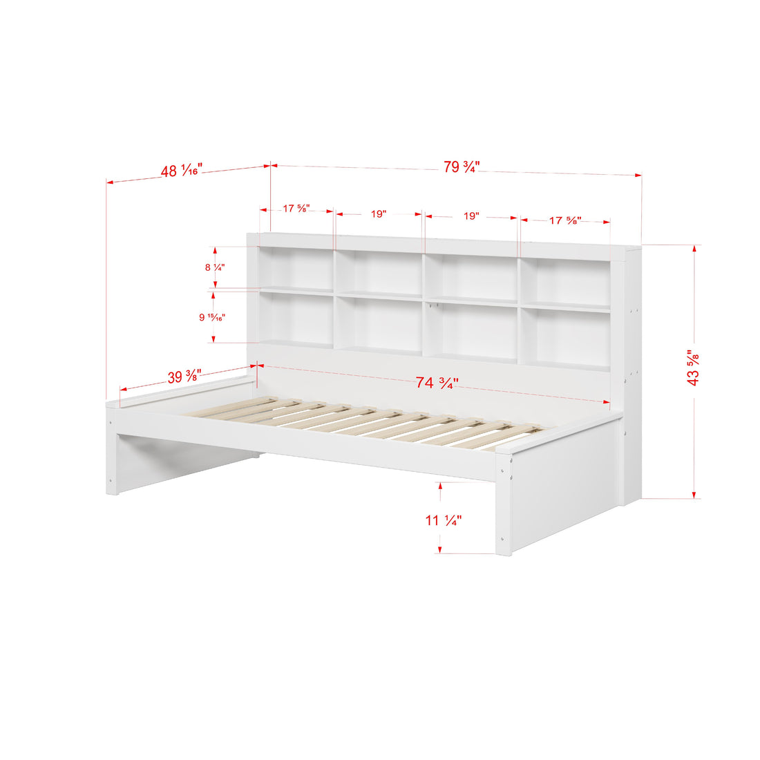  Donco Trading Company 1733-TW Bookcase Twin Daybed - White IMAGE 1