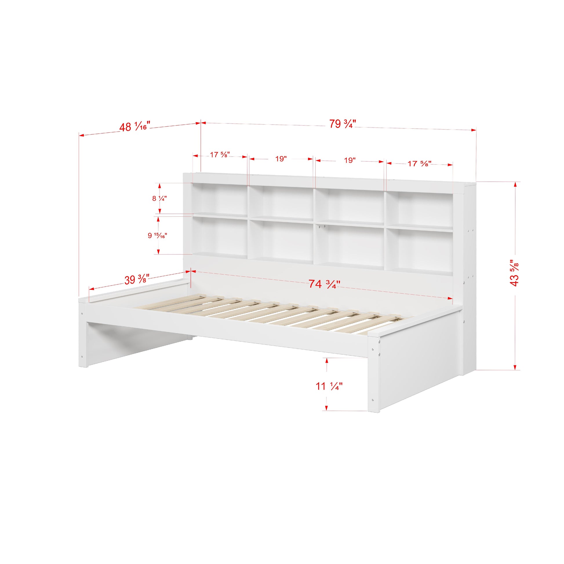  Donco Trading Company 1733-TW Bookcase Twin Daybed - White IMAGE 2